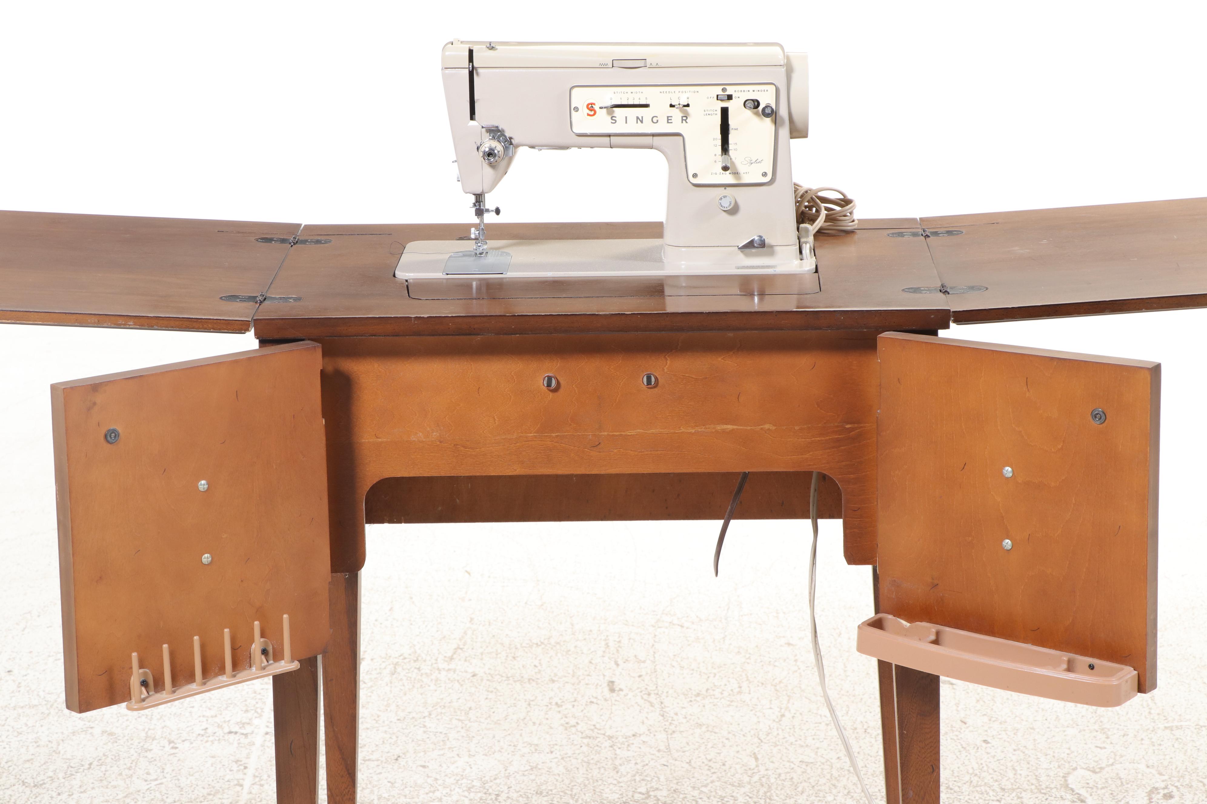 Singer Zig-Zag Model 457 Sewing Machine with Console Table and More