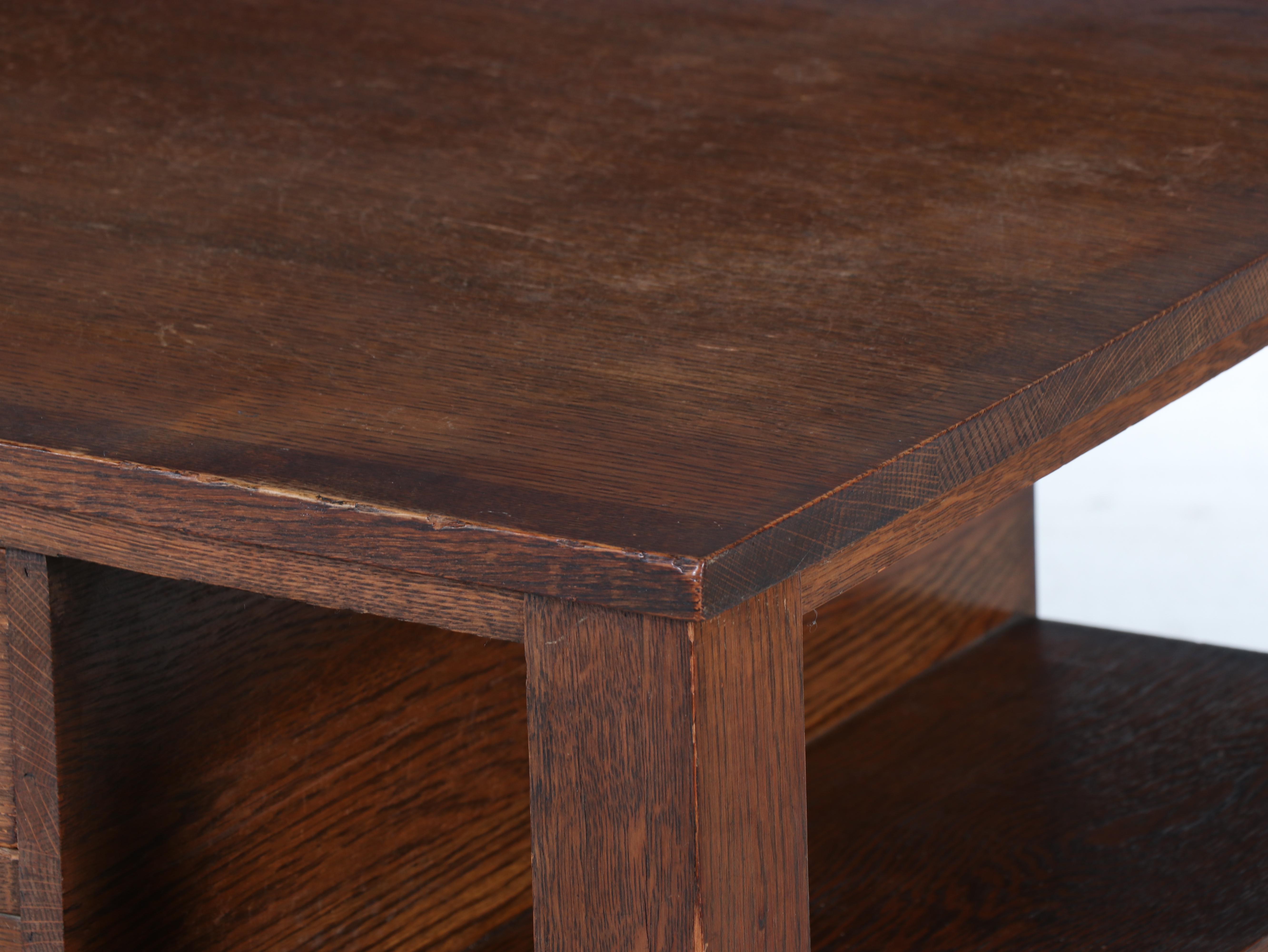 Arts and Crafts Quartersawn Oak Library Table w/ Taylor Chair Co. Maple Armchair