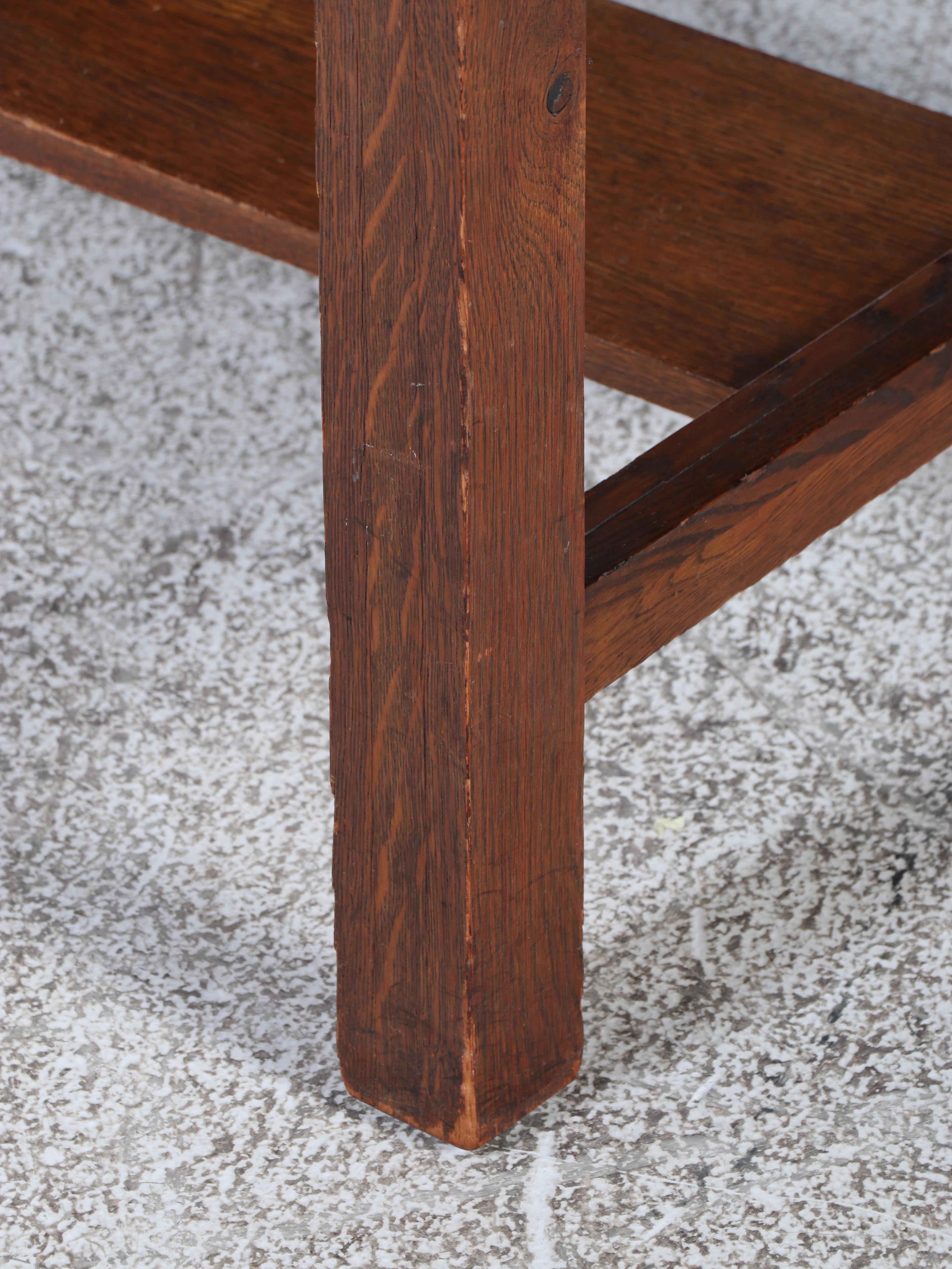 Arts and Crafts Quartersawn Oak Library Table w/ Taylor Chair Co. Maple Armchair