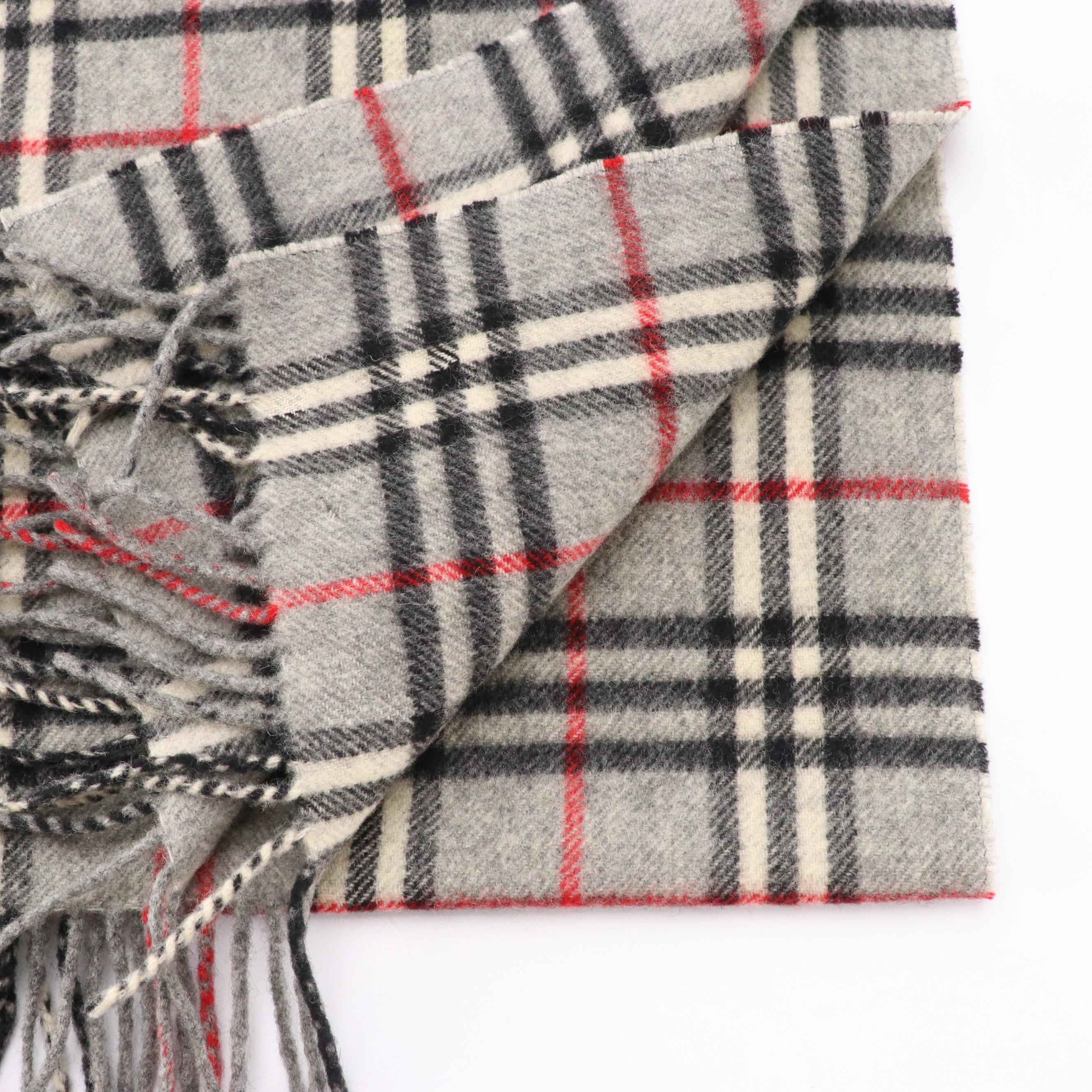 Burberrys Vintage Grey House Check Lambswool Scarf