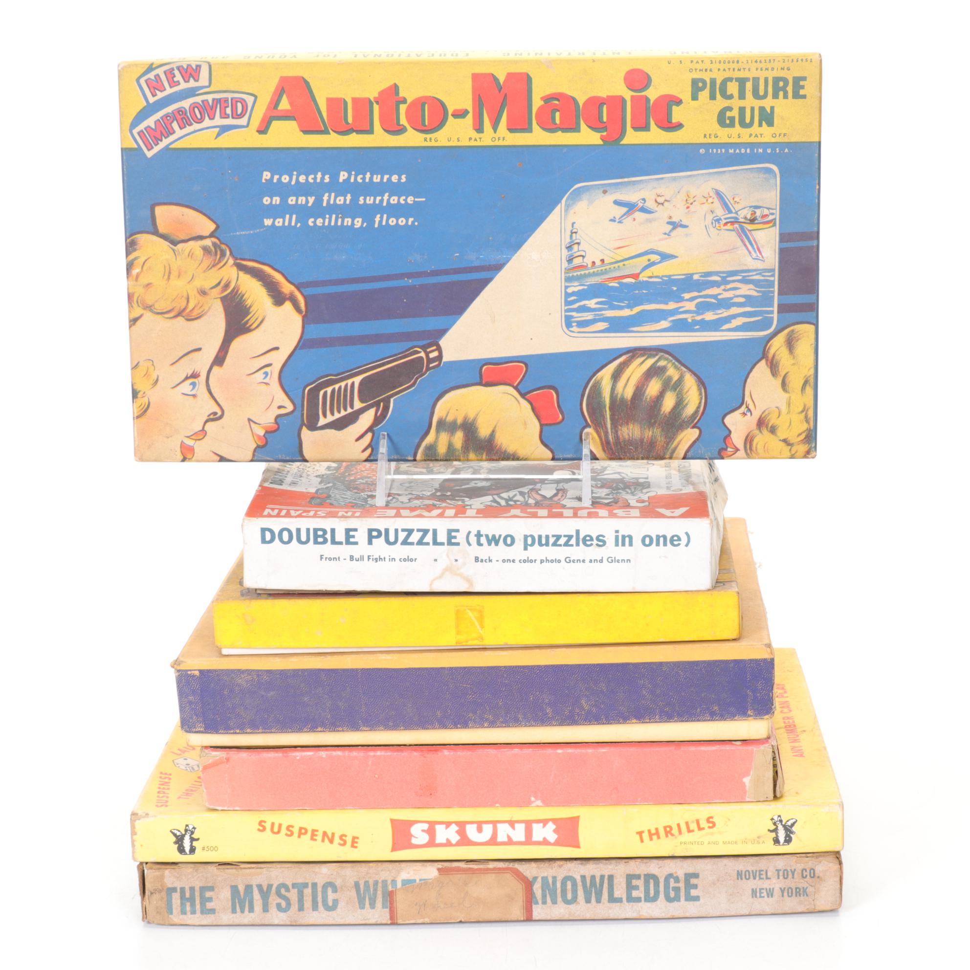 Auto-Magic Picture Gun Film Projector with More 1930s Toys & Board Games