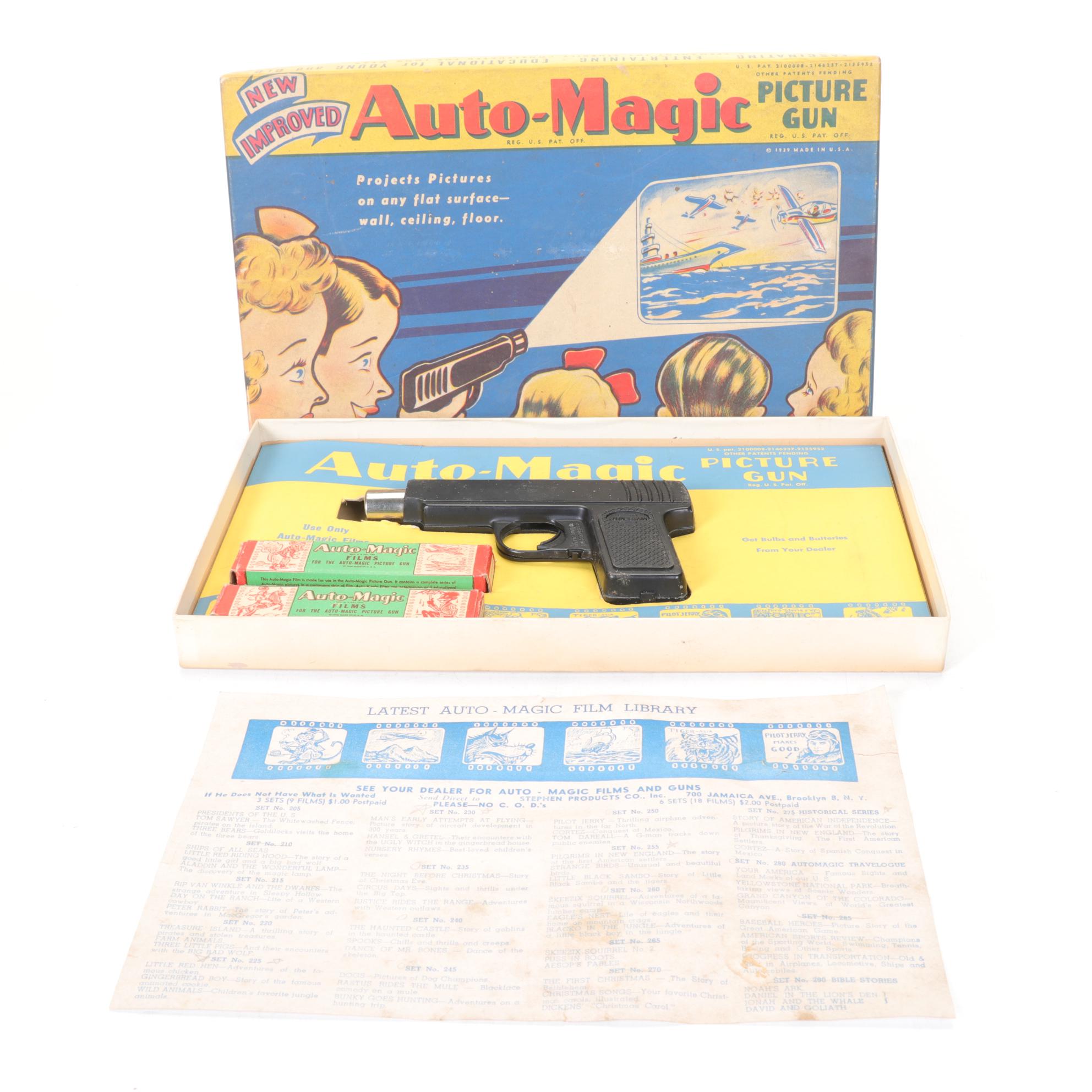 Auto-Magic Picture Gun Film Projector with More 1930s Toys & Board Games