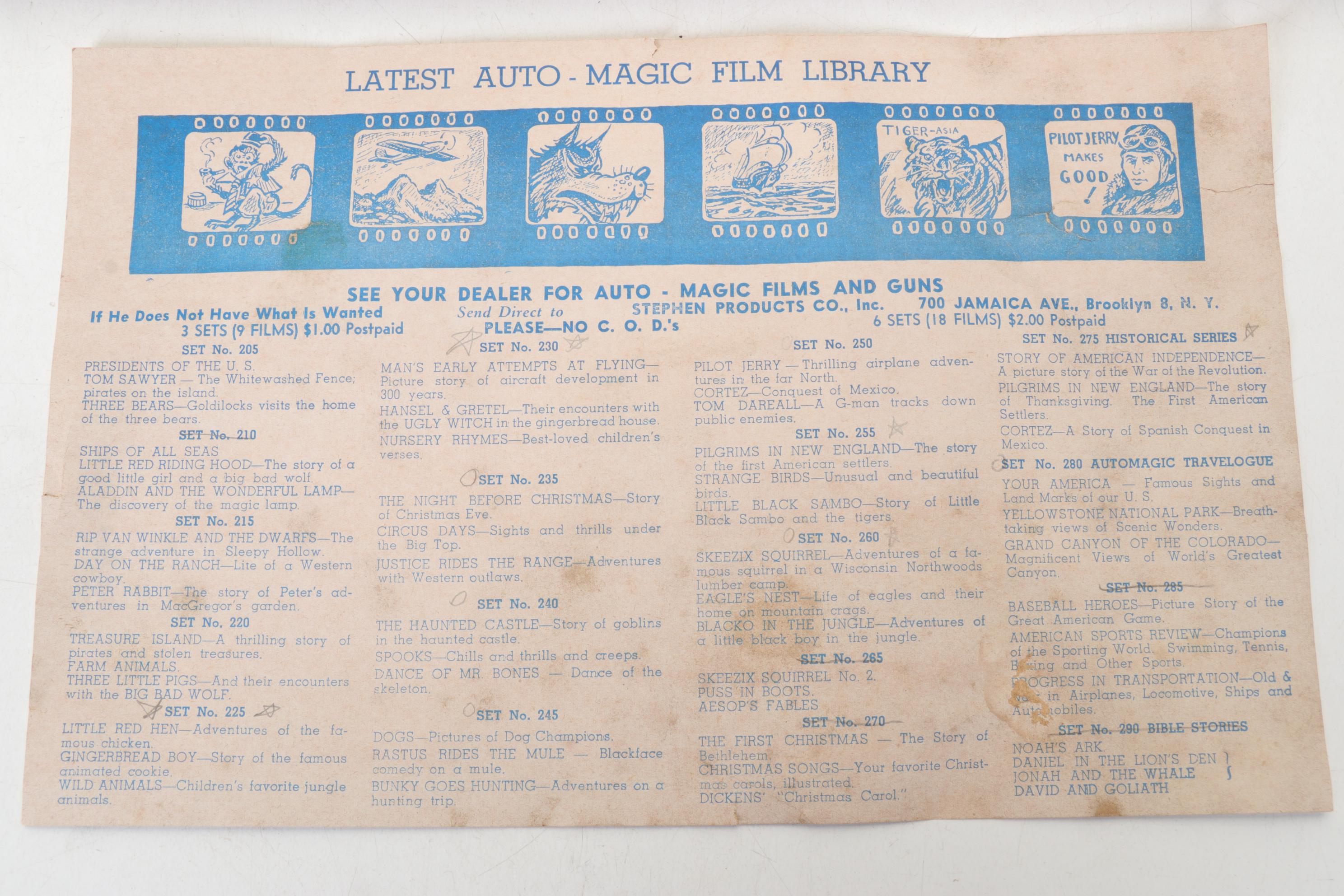 Auto-Magic Picture Gun Film Projector with More 1930s Toys & Board Games