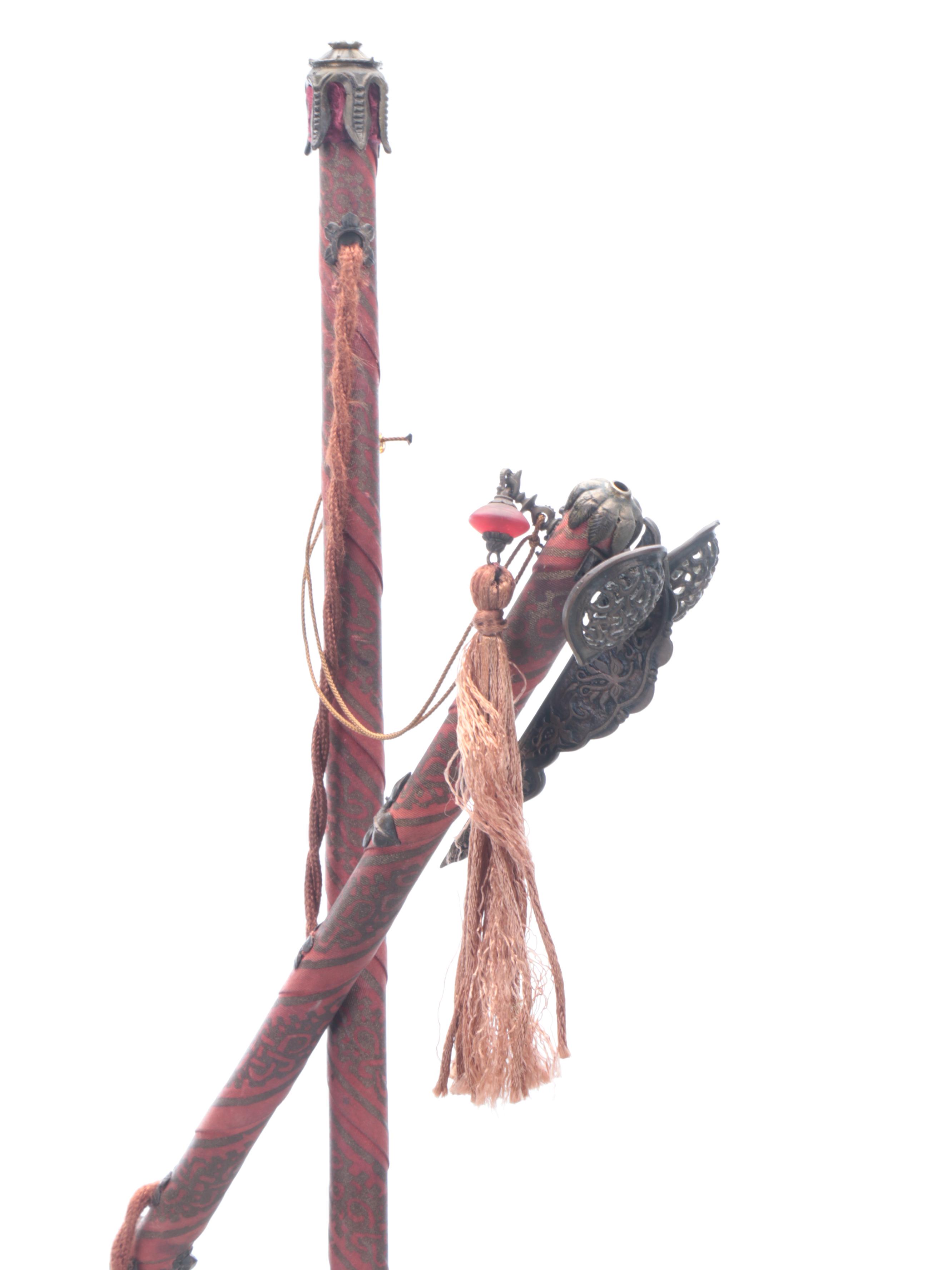 Italian Venetia Studium Silk Spiral Shade with Velvet Wrapped Floor Lamp