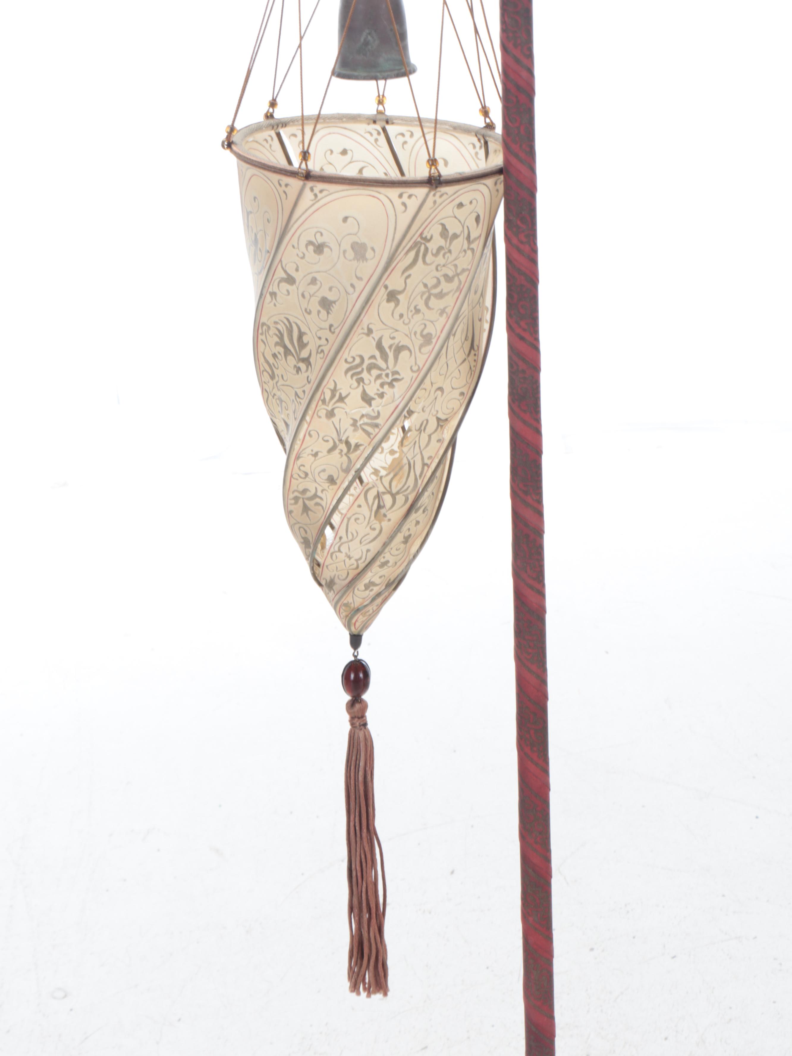 Italian Venetia Studium Silk Spiral Shade with Velvet Wrapped Floor Lamp