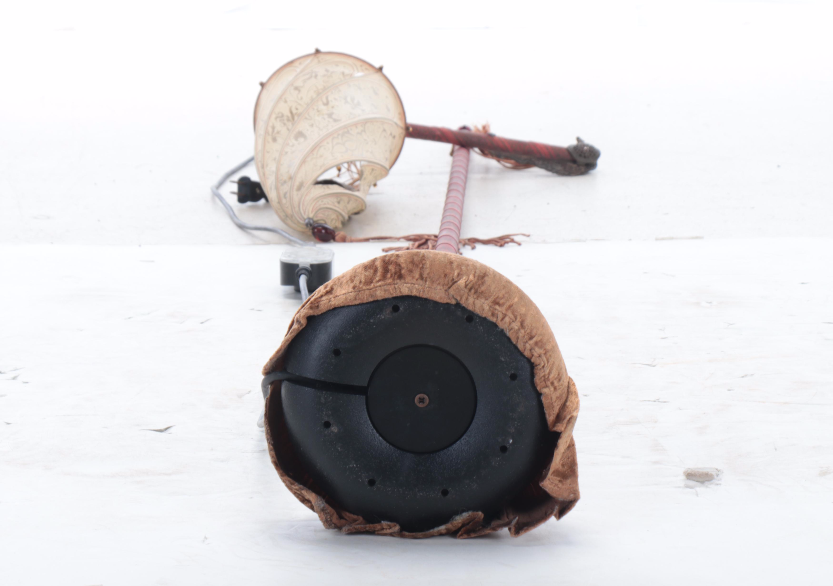 Italian Venetia Studium Silk Spiral Shade with Velvet Wrapped Floor Lamp