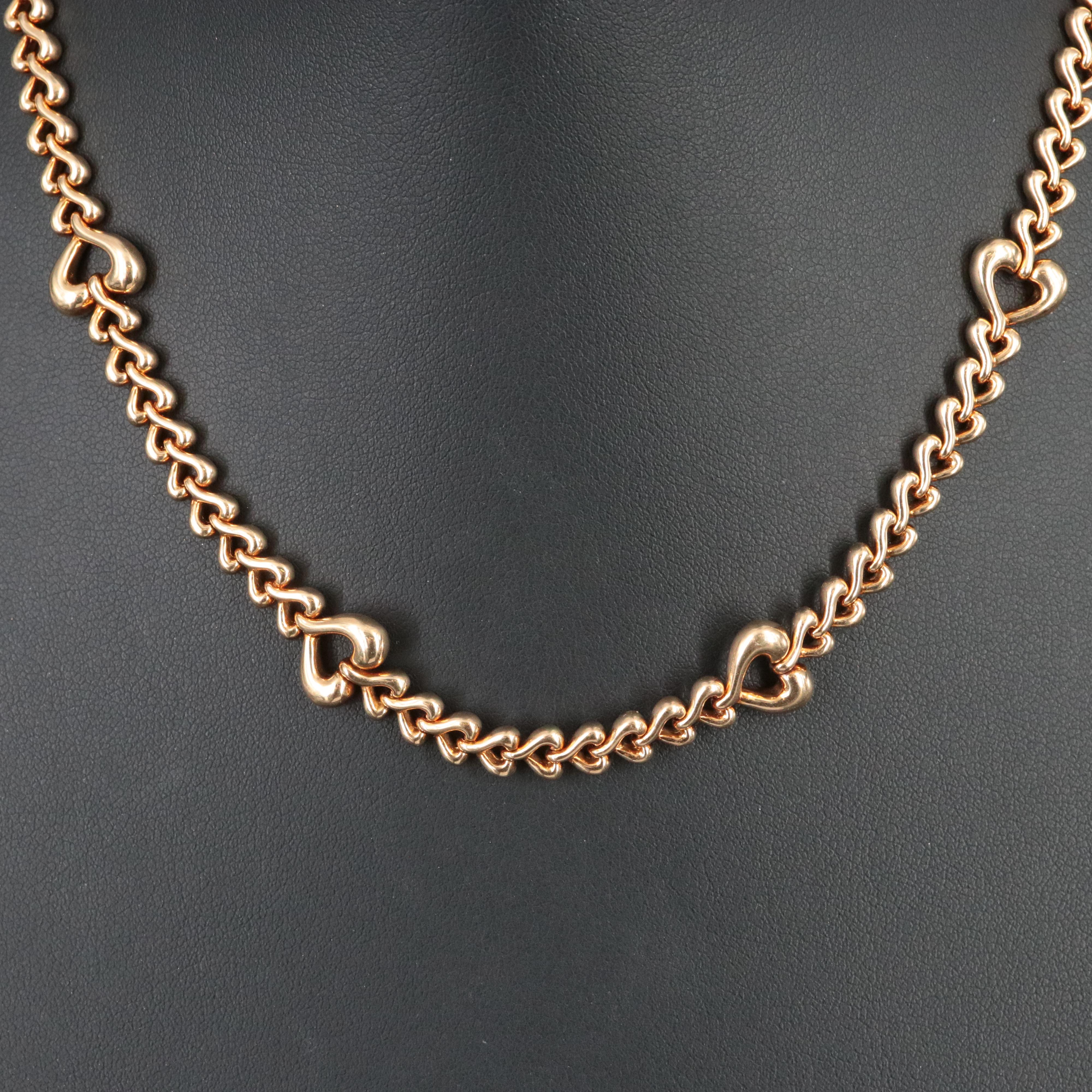 Van Cleef & Arpels 18K Open Heart Link Station Necklace