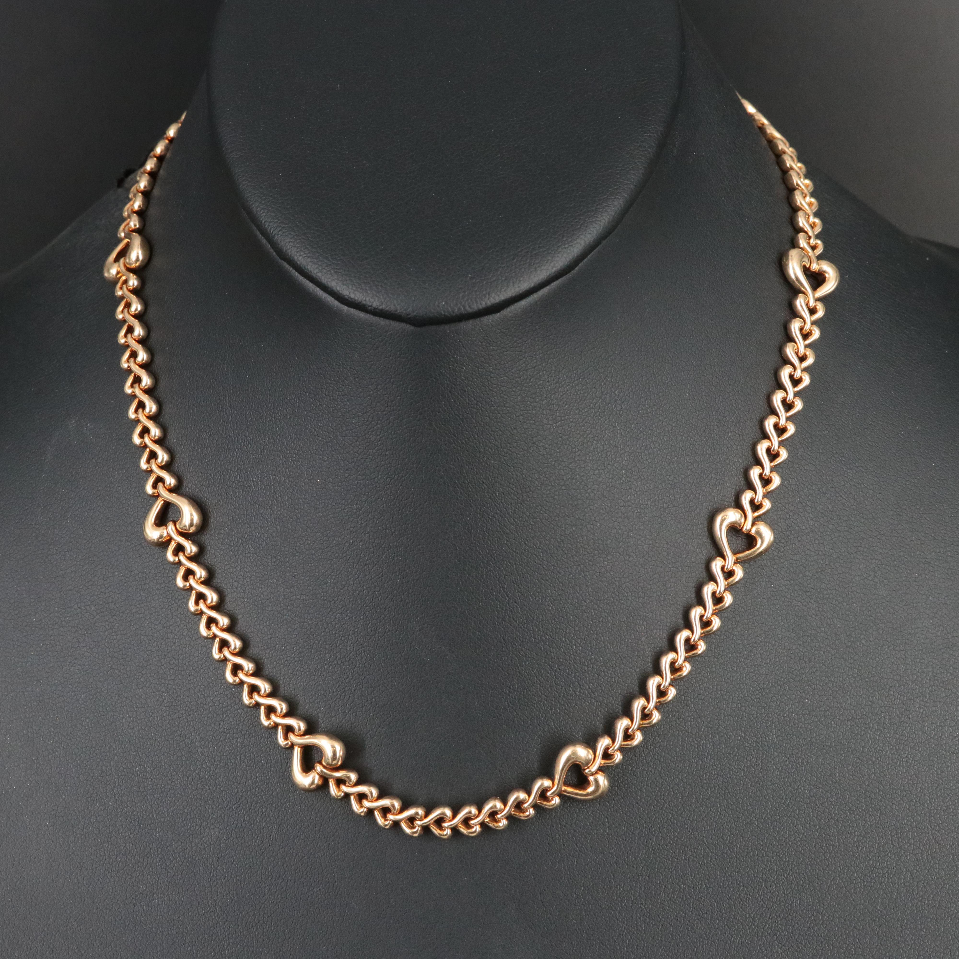 Van Cleef & Arpels 18K Open Heart Link Station Necklace