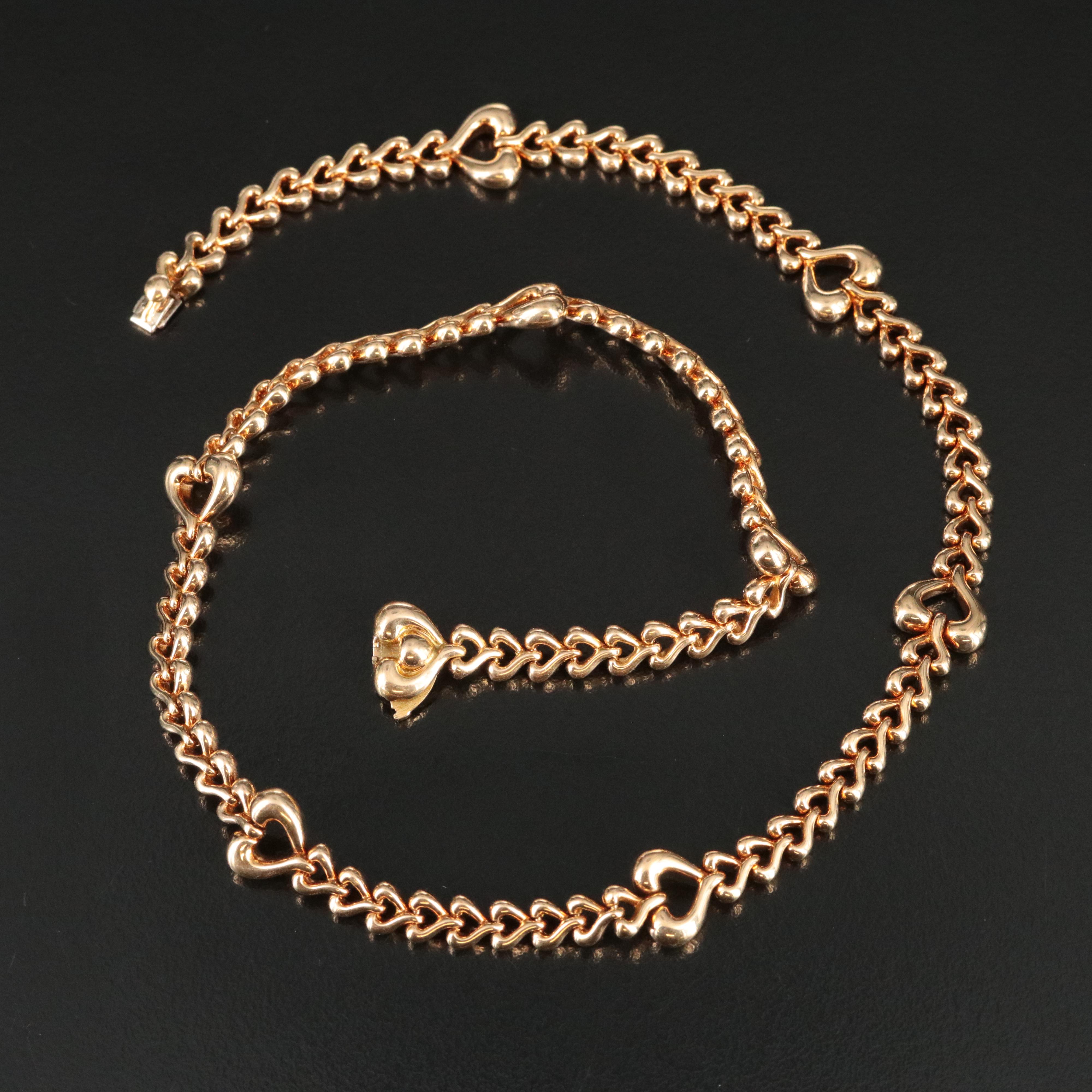 Van Cleef & Arpels 18K Open Heart Link Station Necklace