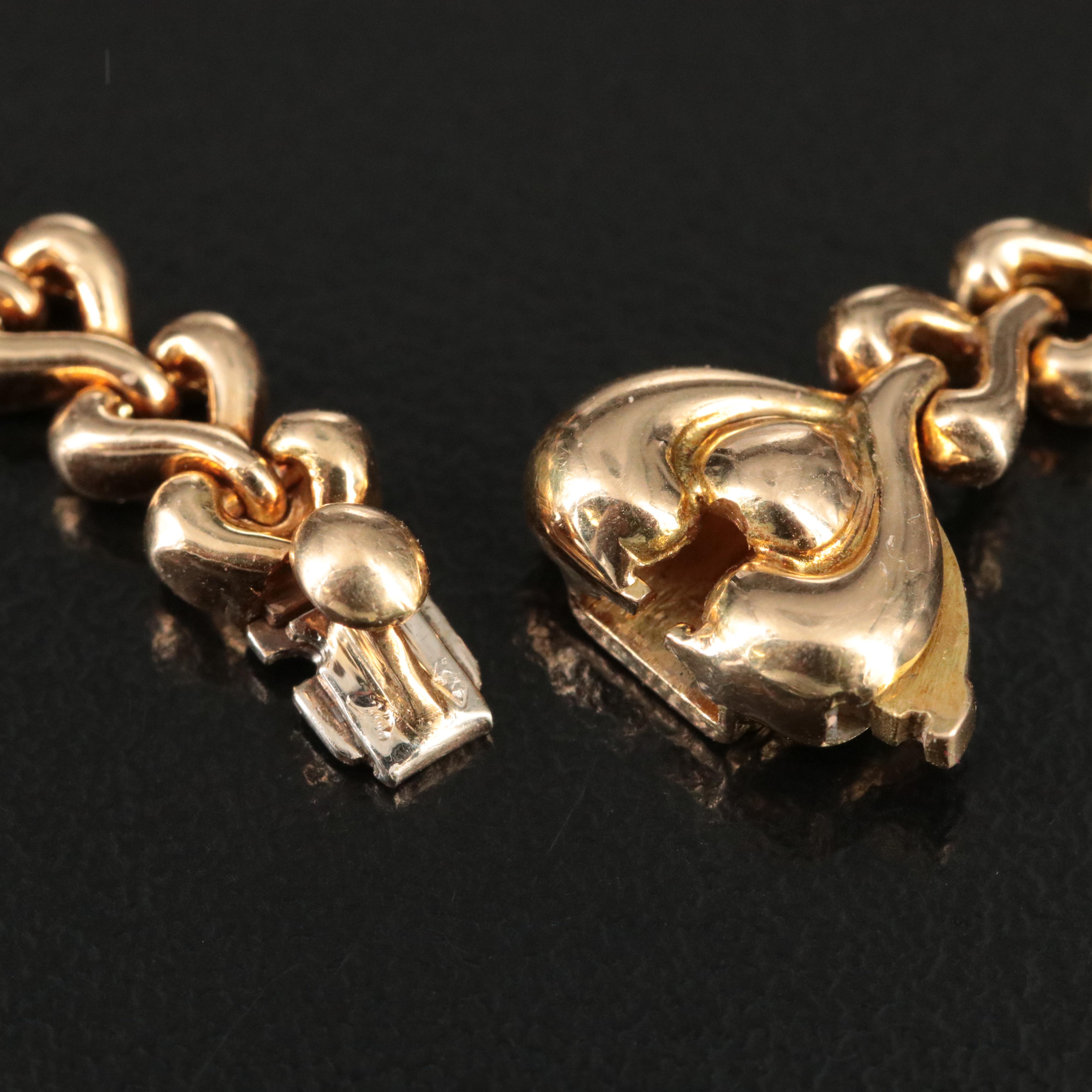 Van Cleef & Arpels 18K Open Heart Link Station Necklace