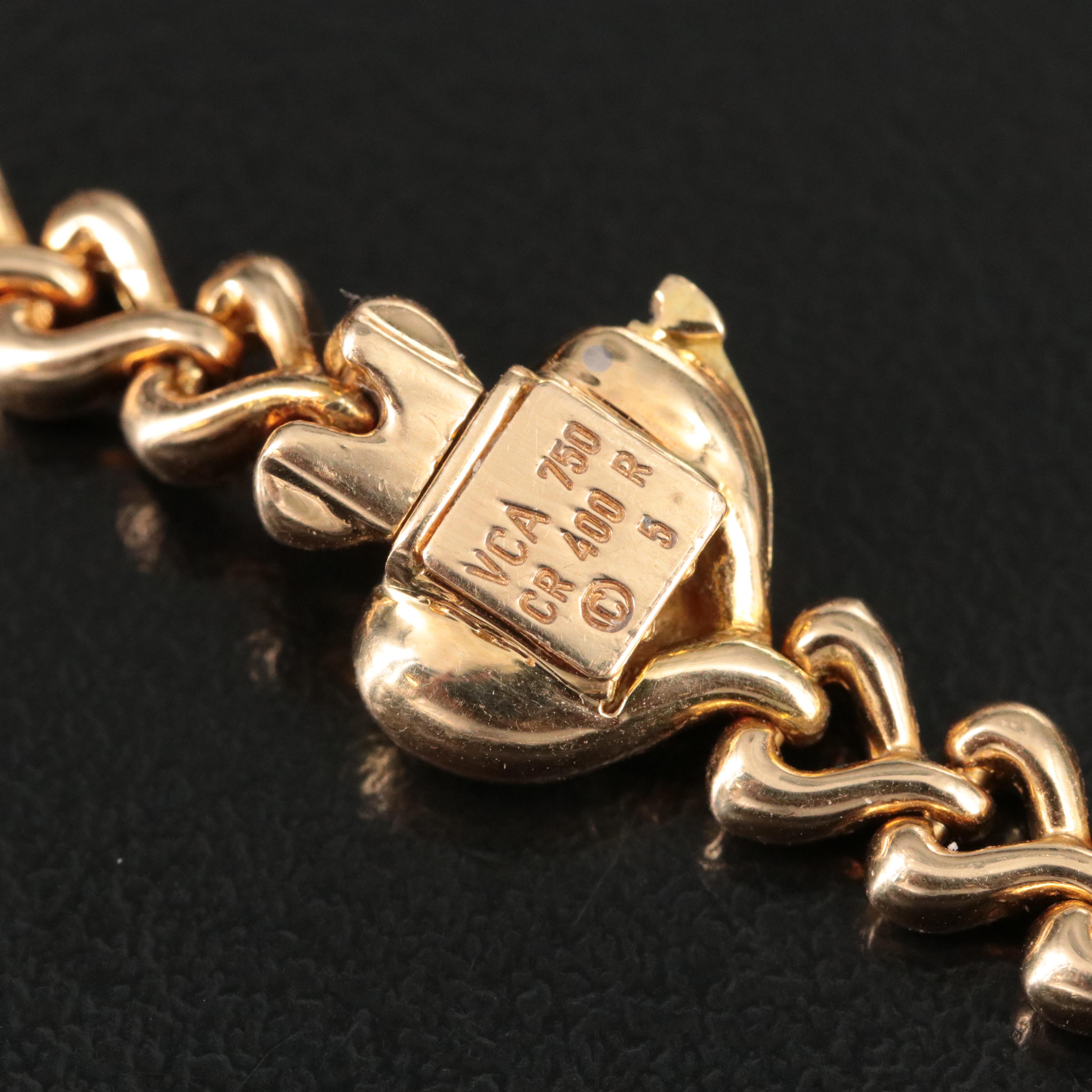 Van Cleef & Arpels 18K Open Heart Link Station Necklace