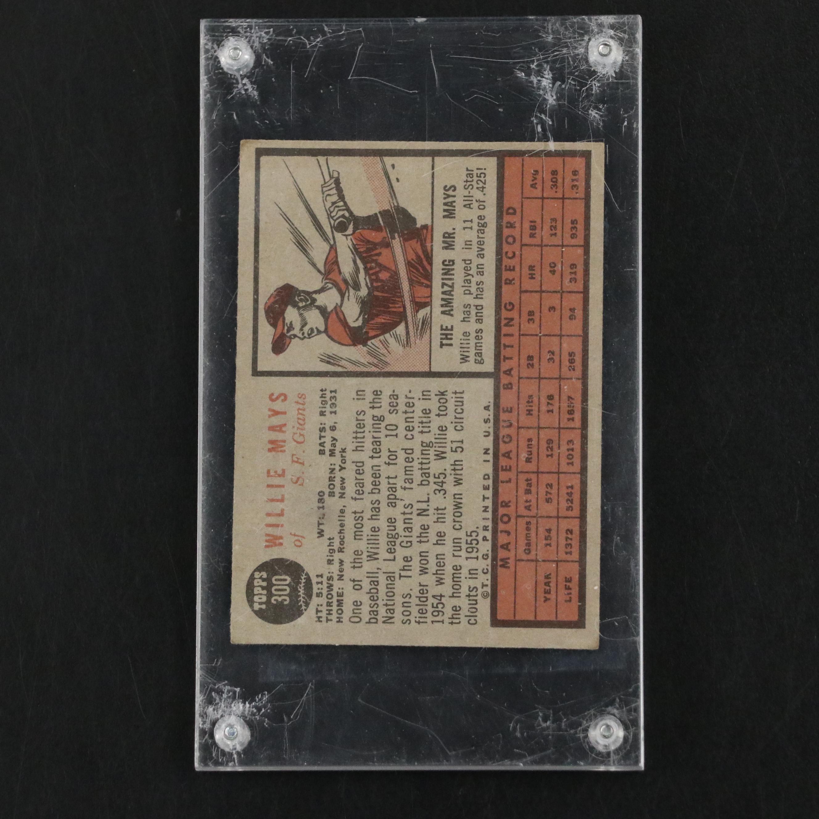 1962 Topps Willie Mays San Francisco Giants Baseball Card