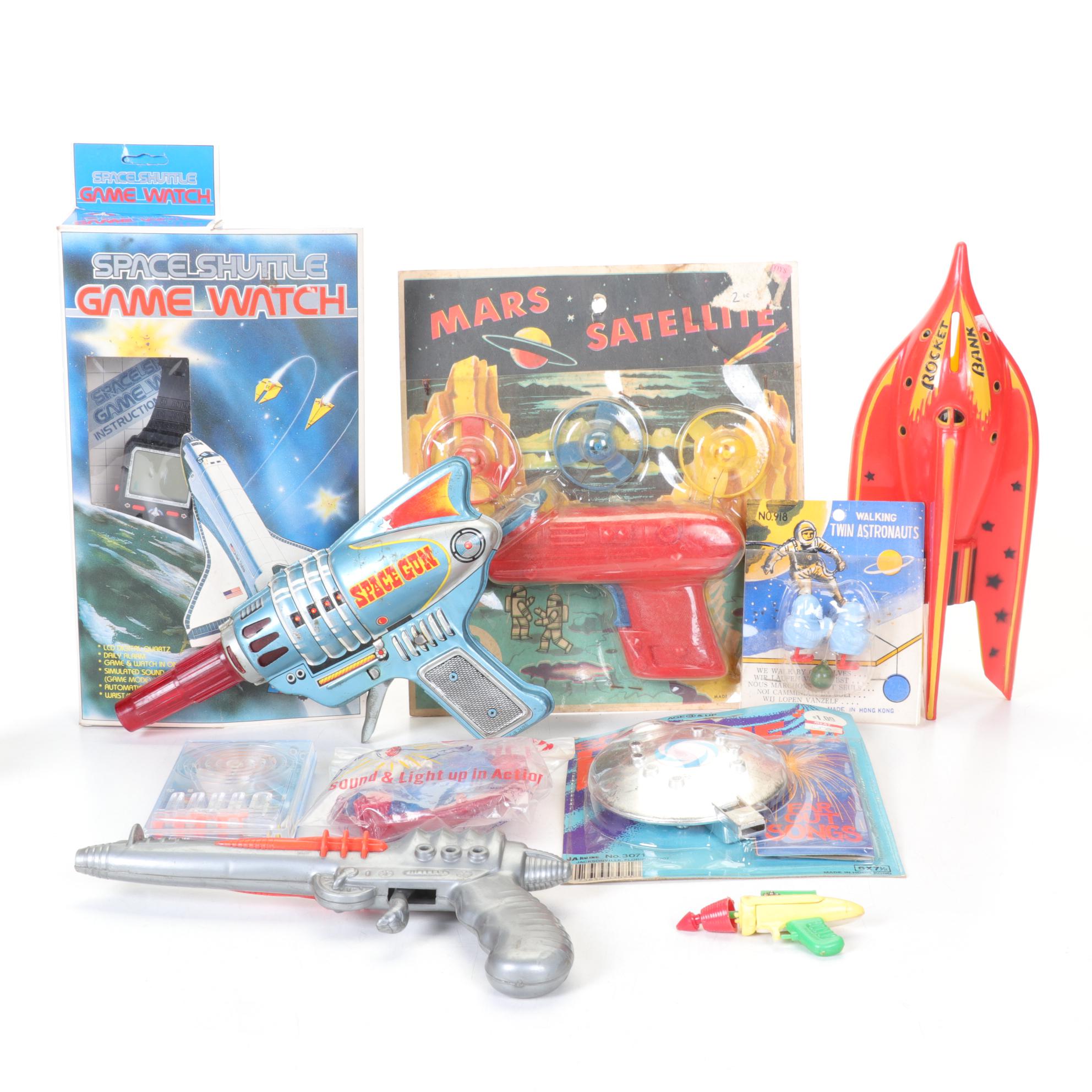 "Mars Satellite", Tin Litho "Space Gun" and Other Space Toys