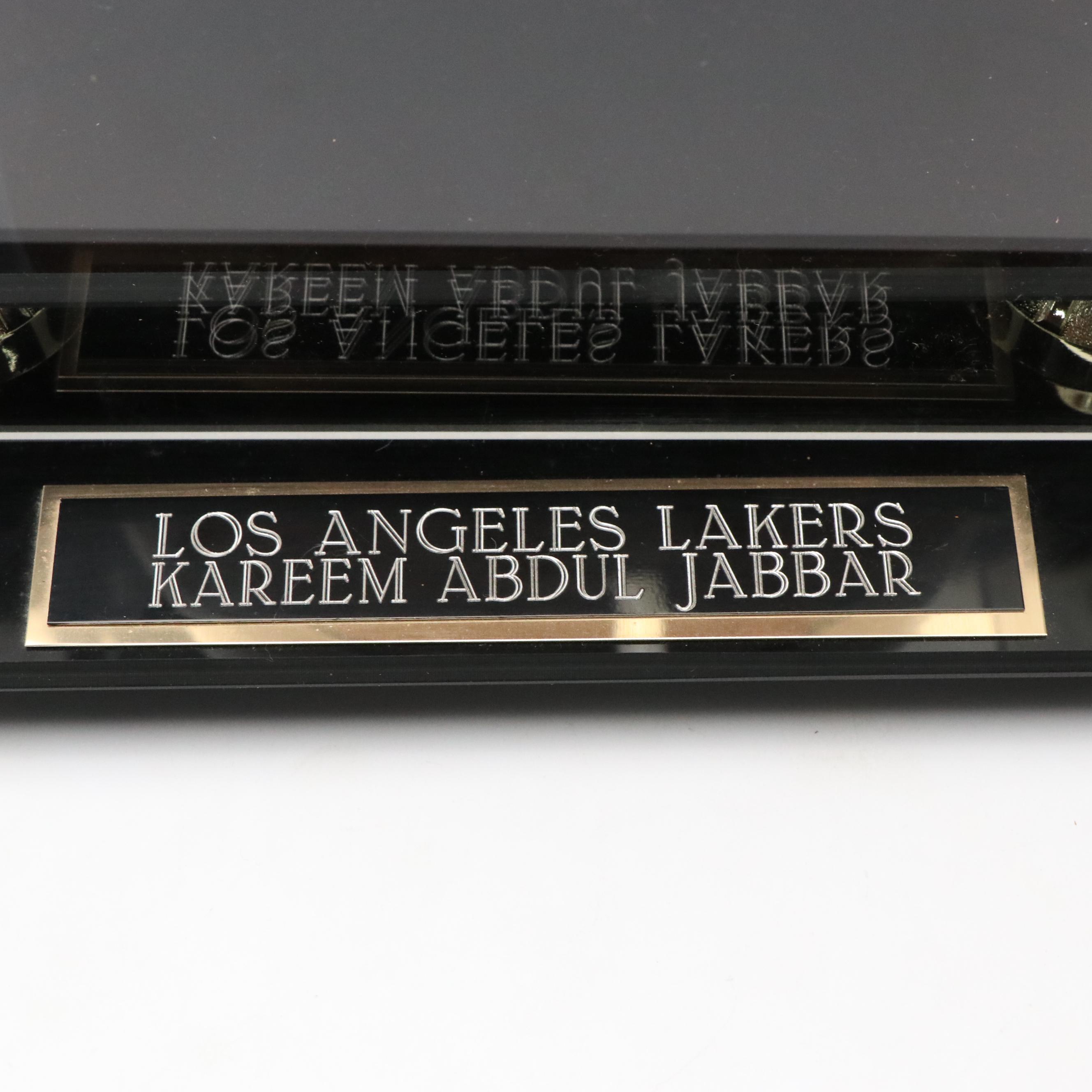 Kareem Abdul-Jabbar Signed Rawlings Basketball with Los Angeles Lakers Display