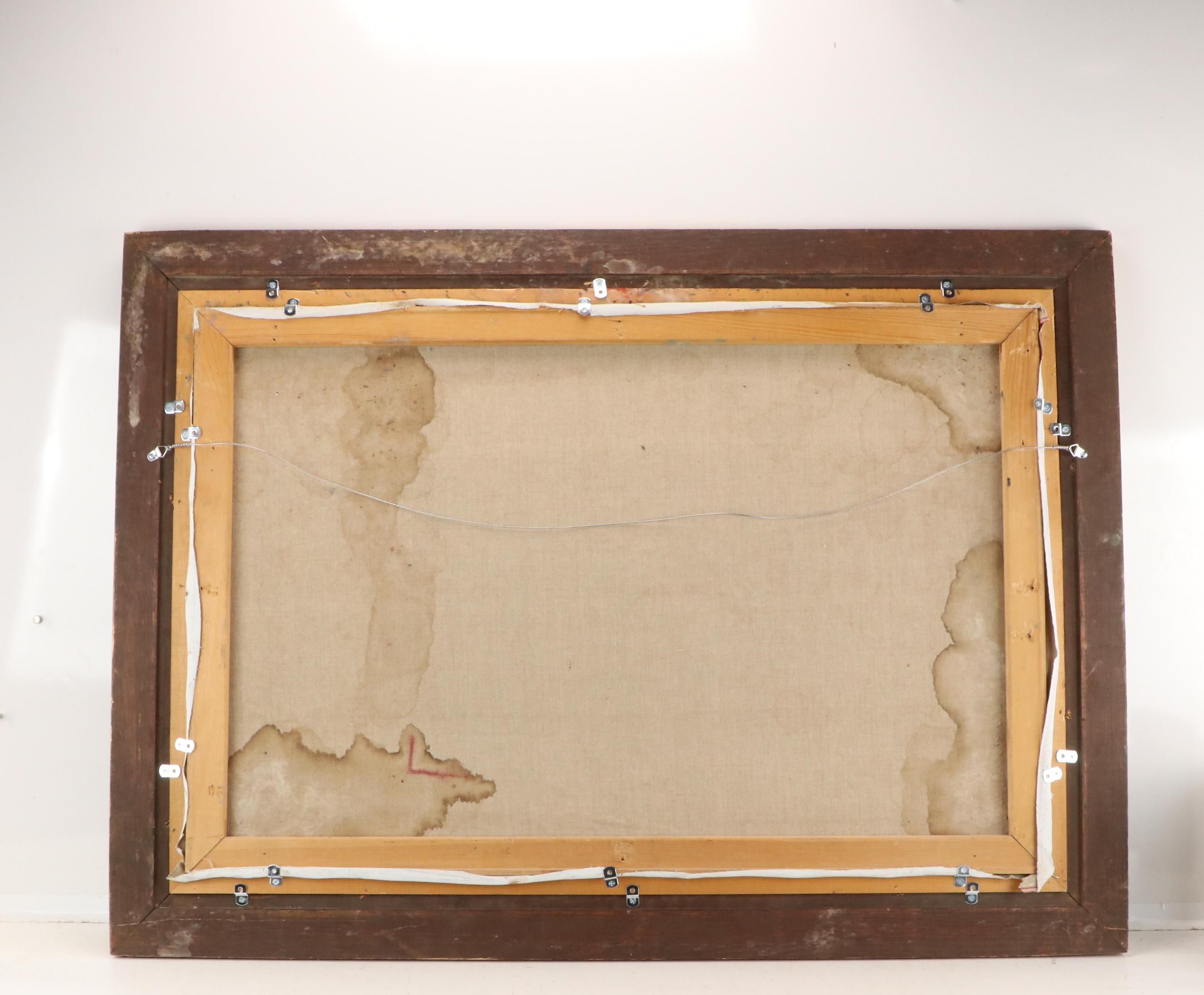 M. G. Henderson Western Landscape Oil Painting of Man Saddling Horse