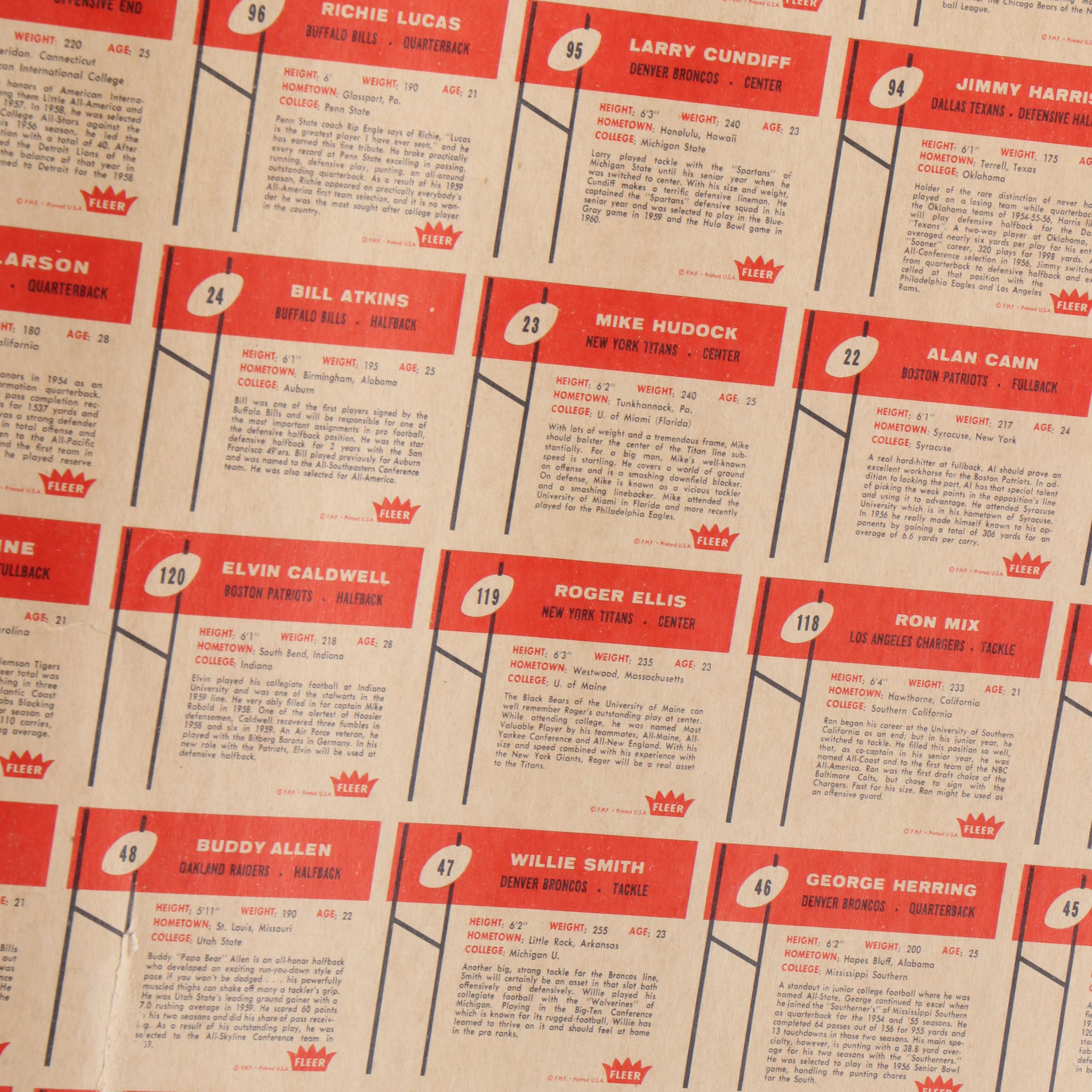 1960 Fleer Complete Uncut Set Featuring Jack Kemp Rookie and More