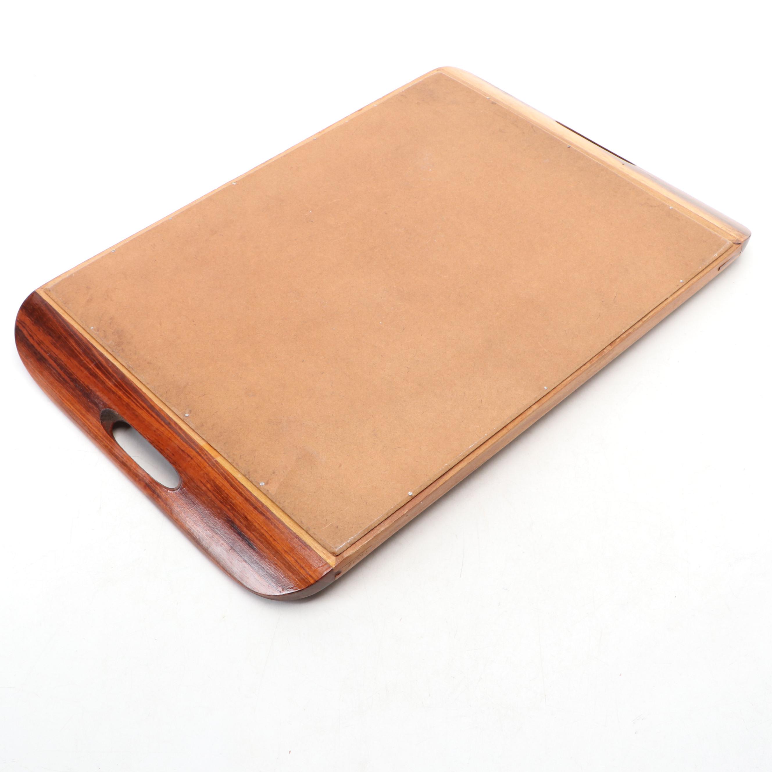 Brazilian Morpho Butterfly Wing and Wood Tray, Mid to Late 20th Century