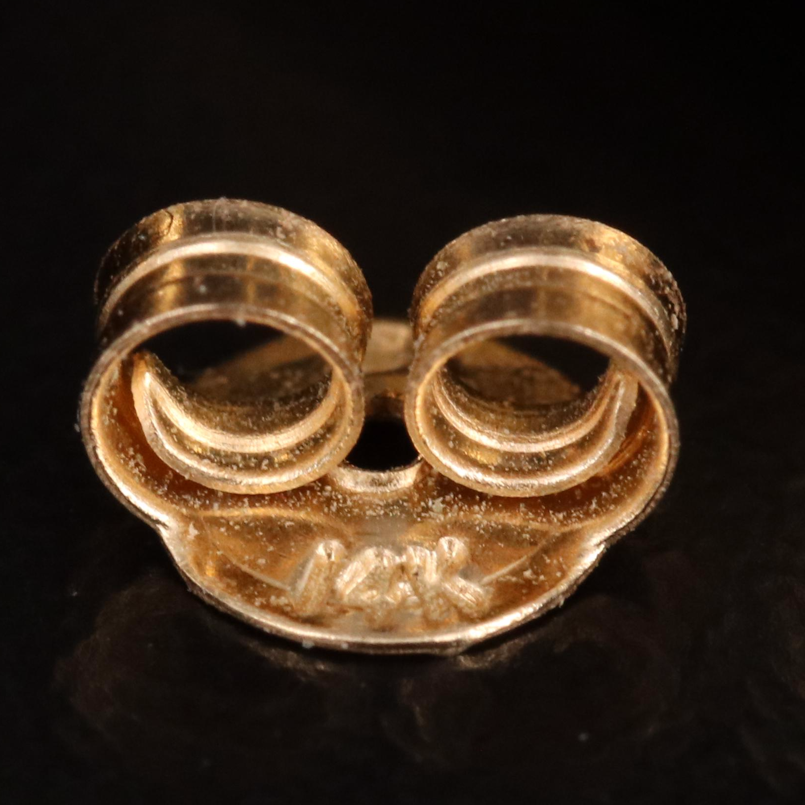 14K Black Onyx Keystone Fluted Earrings