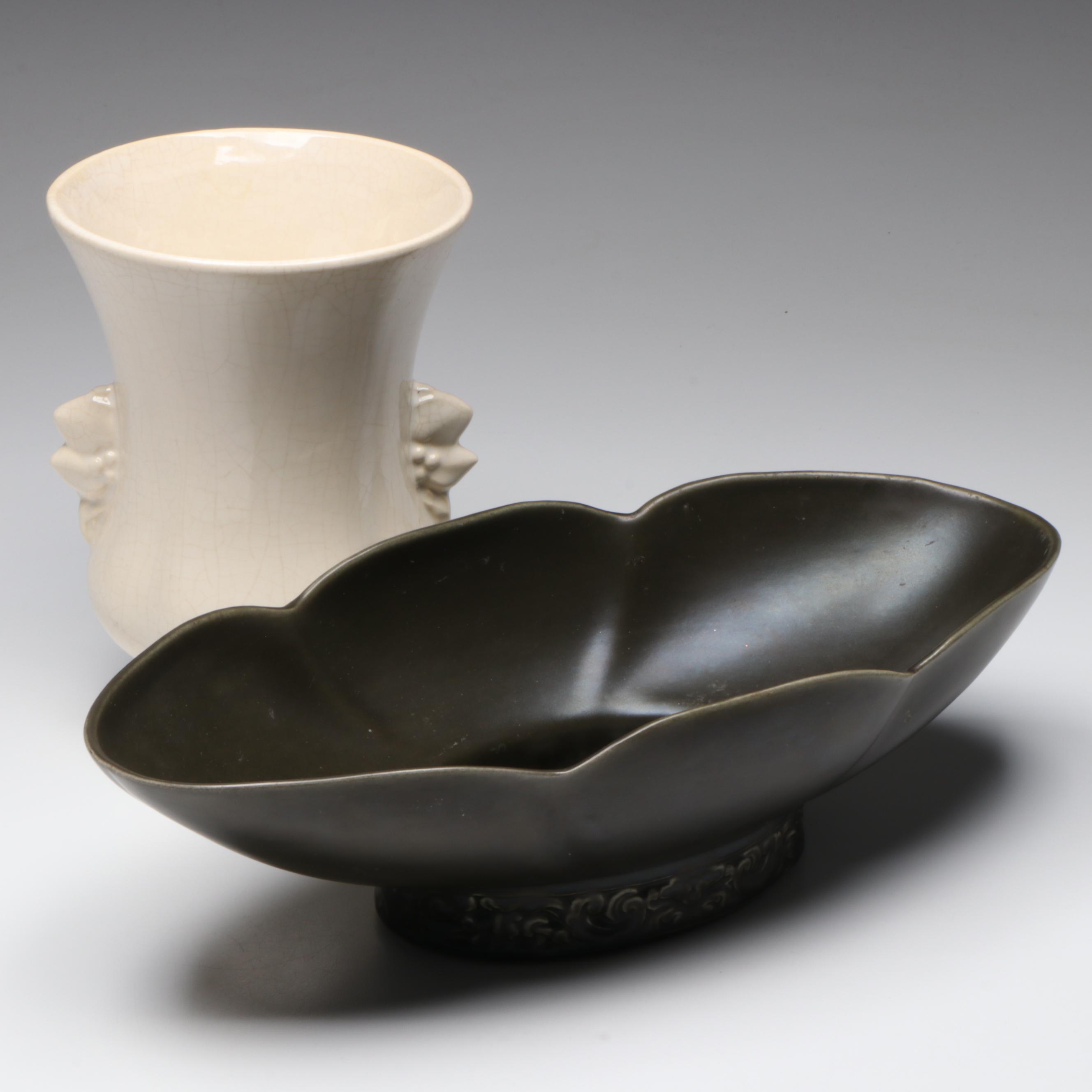 Claire Lerner Pottery Centerpiece Bowl with Other Vases, Mid-20th Century