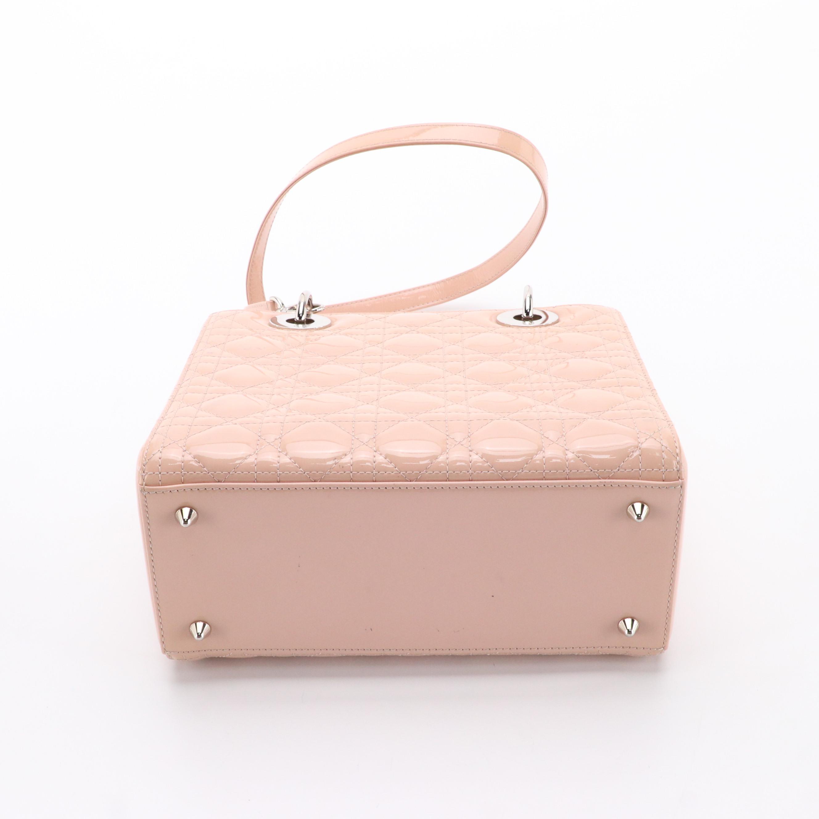 Christian Dior Lady Dior Cannage Quilted Patent Leather Two-Way Bag, With Tags