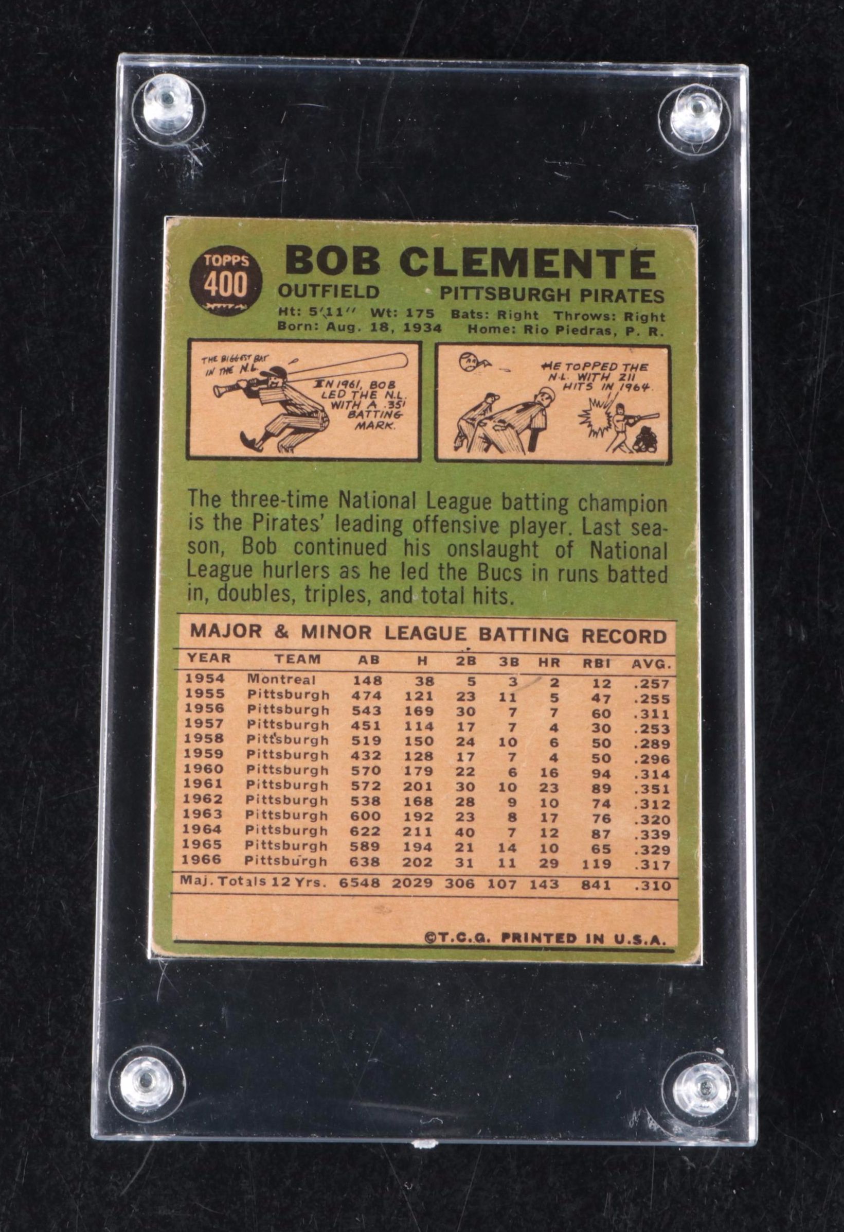 1967 Topps Roberto Clemente Pittsburgh Pirates Baseball Card
