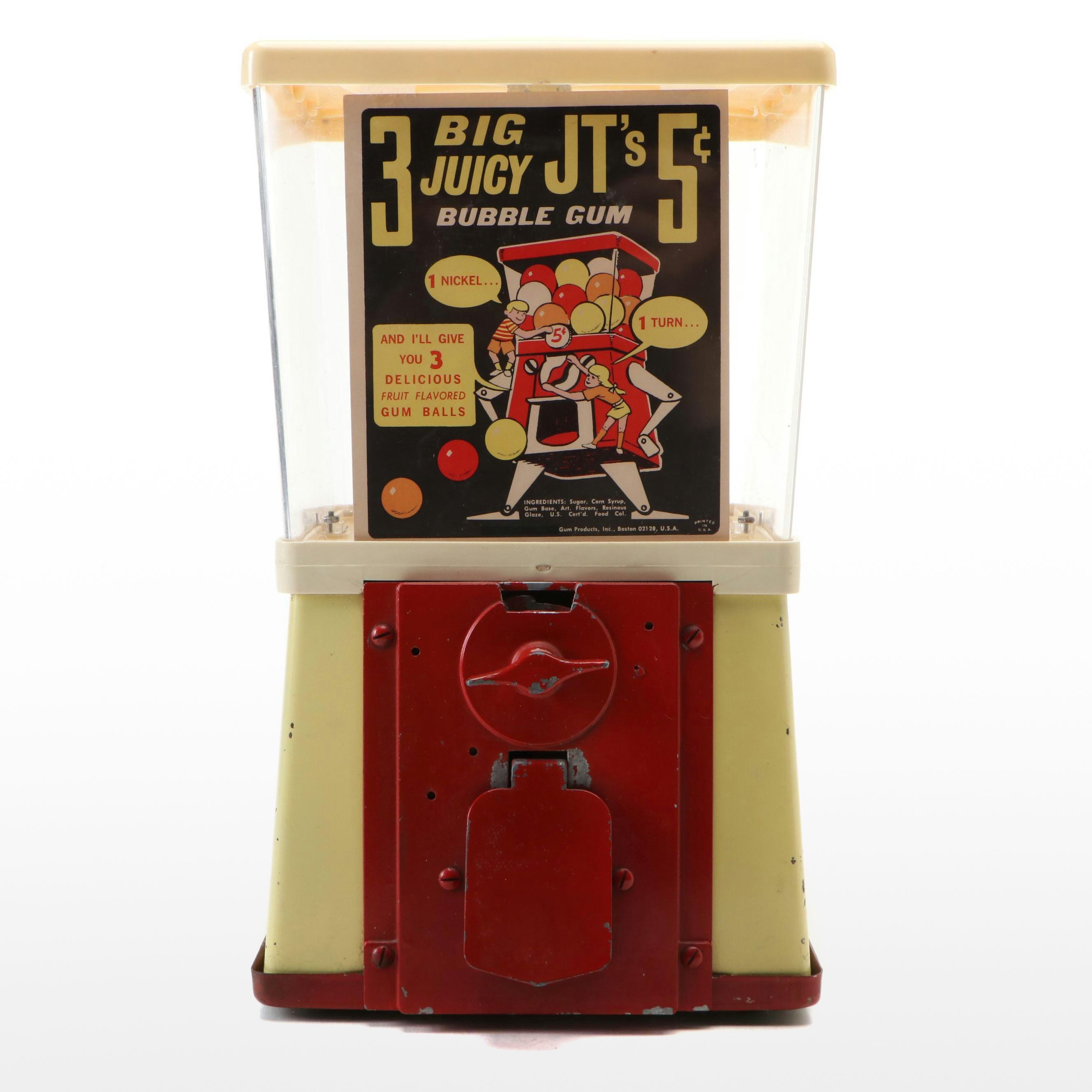 Gum Products Metal Gumball Machine, Mid to Late 20th Century