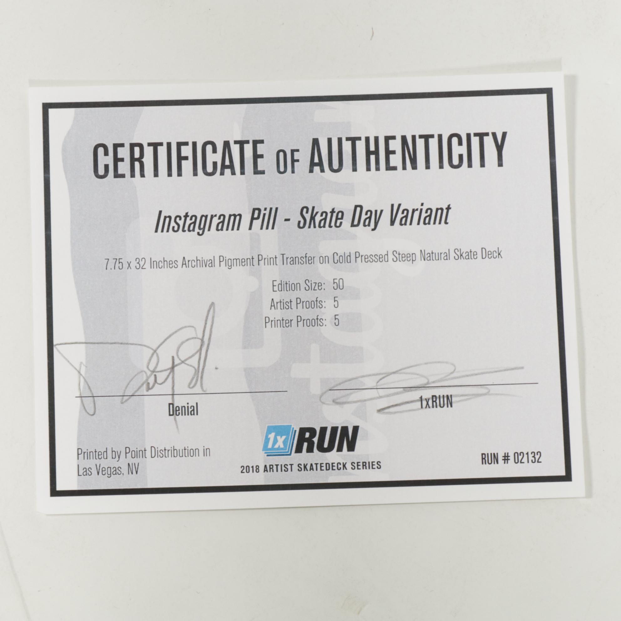 DENIAL x 1xRUN "Instagram Pill" Skateboard Deck, 2018