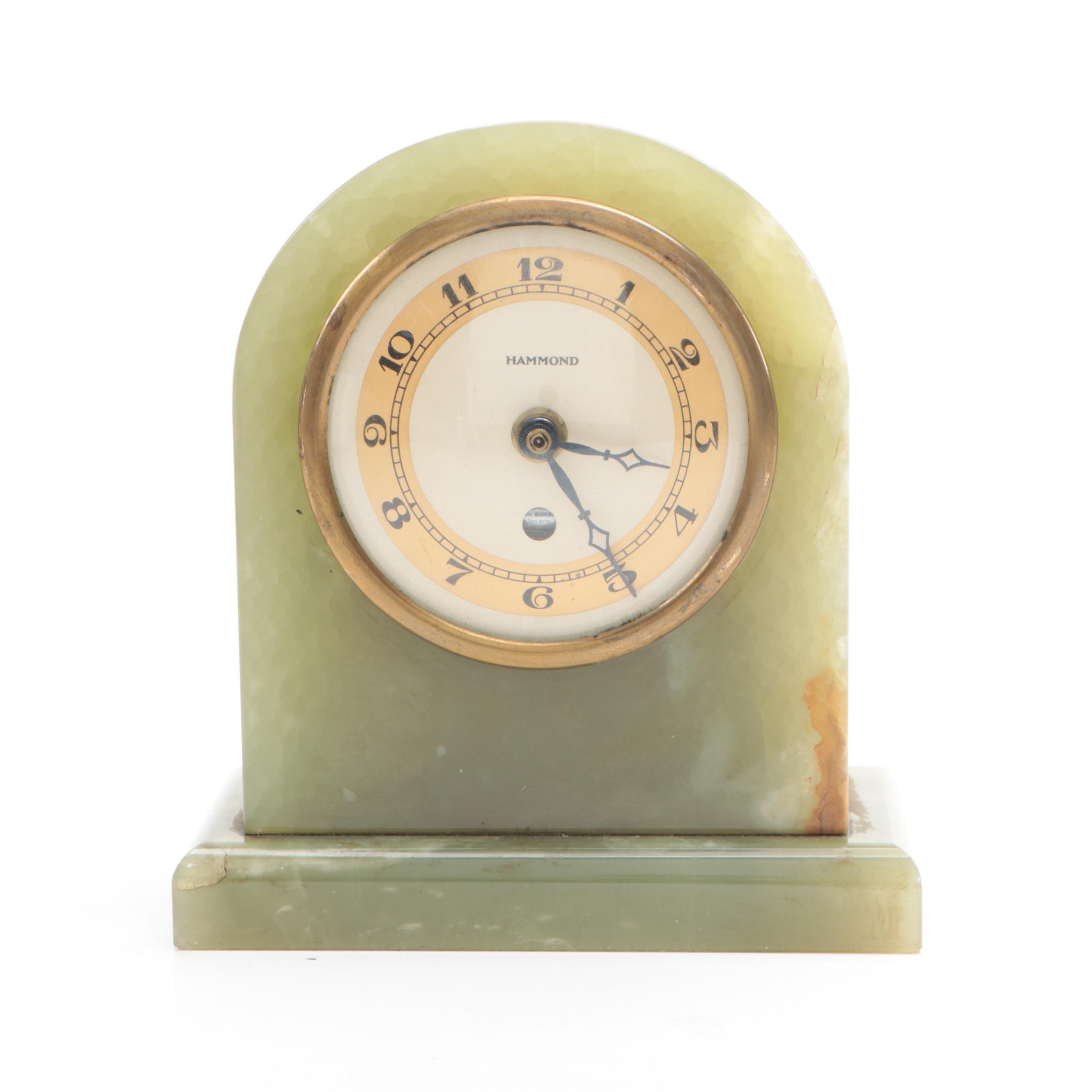 Hammond Domed Green Banded Calcite Desk Clock