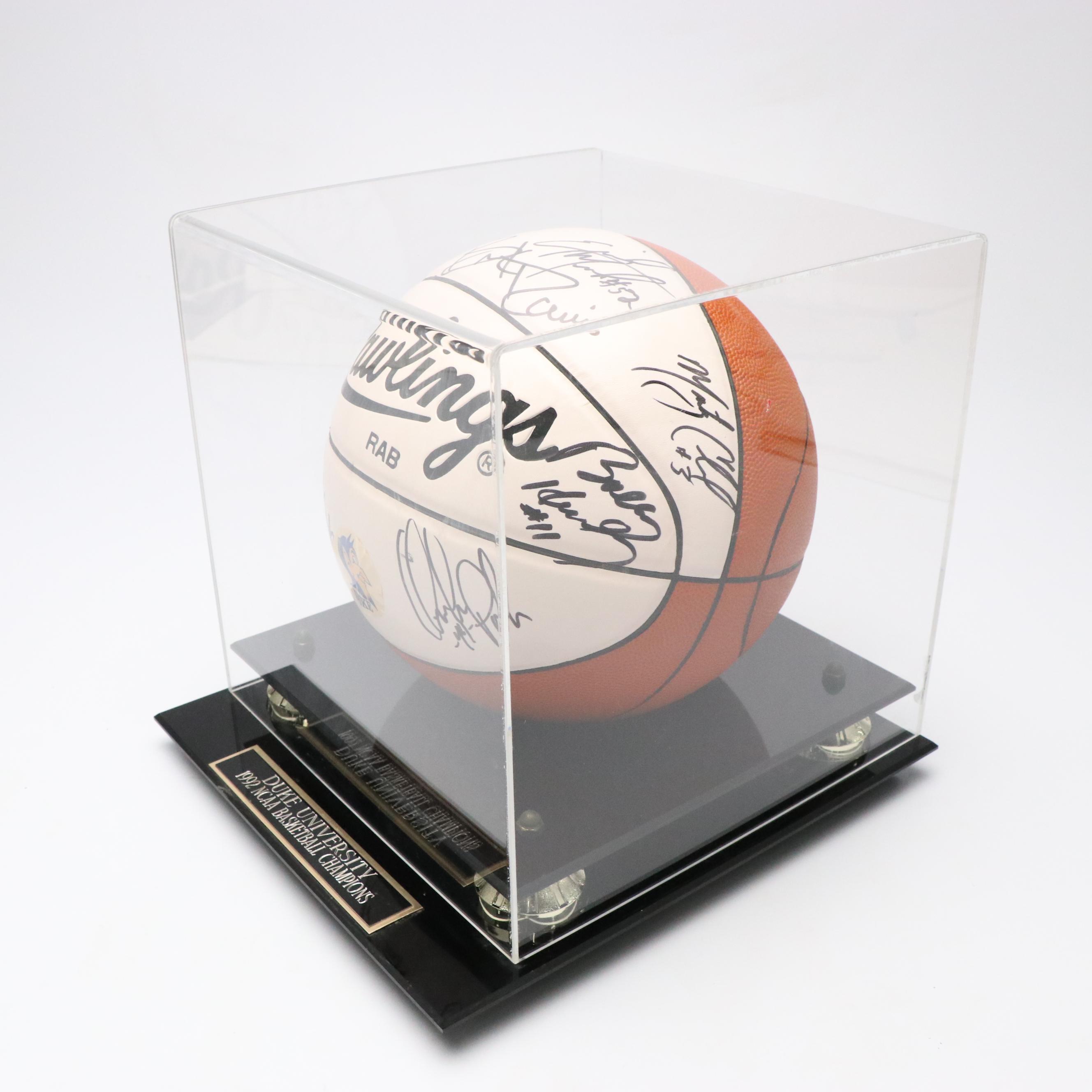1992 Duke University Team Signed Basketball Featuring Grant Hill and More