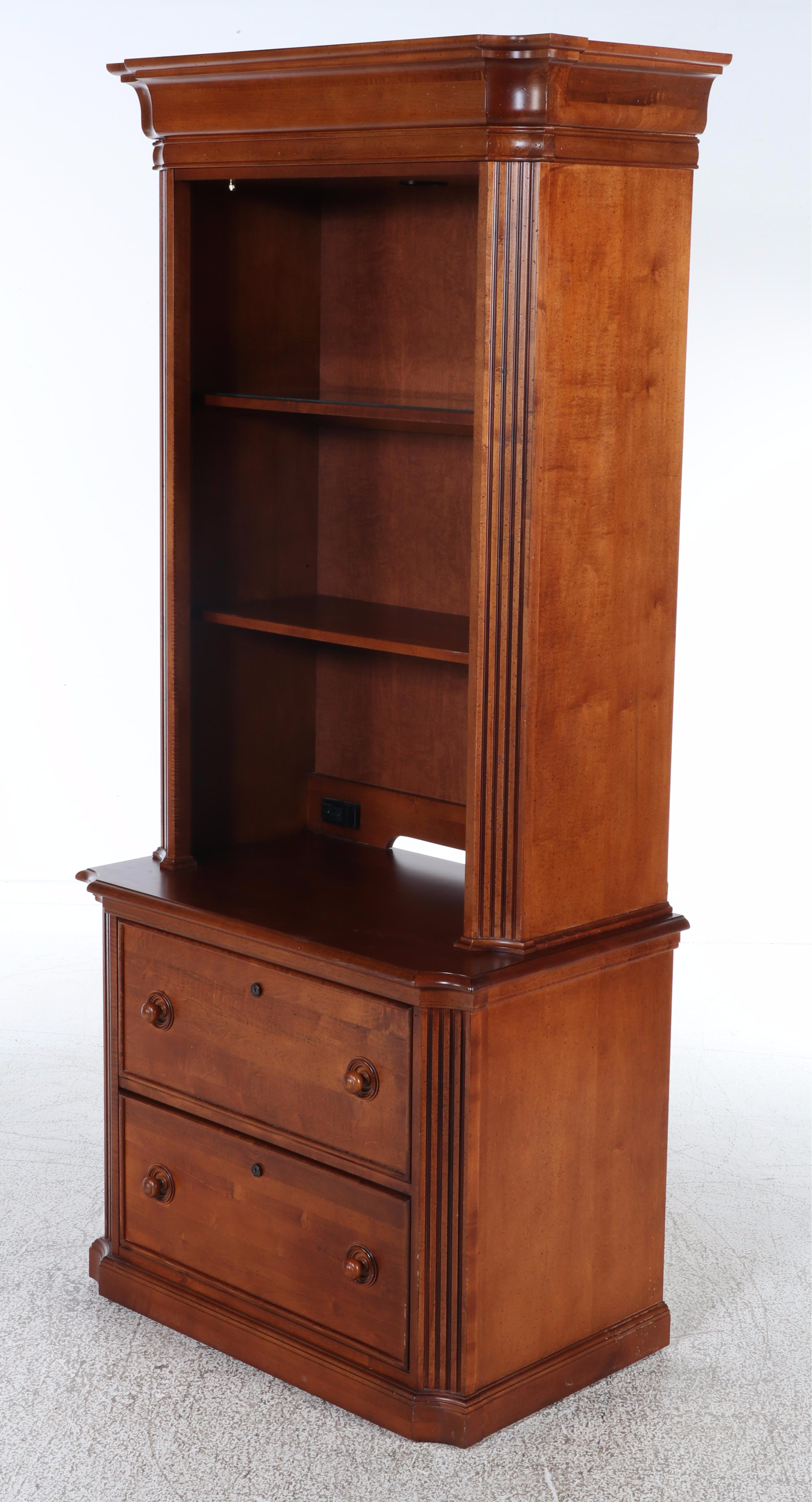 Stanley Furniture "Provincia Collection" Maple Two-Drawer File Cabinet w/ Hutch