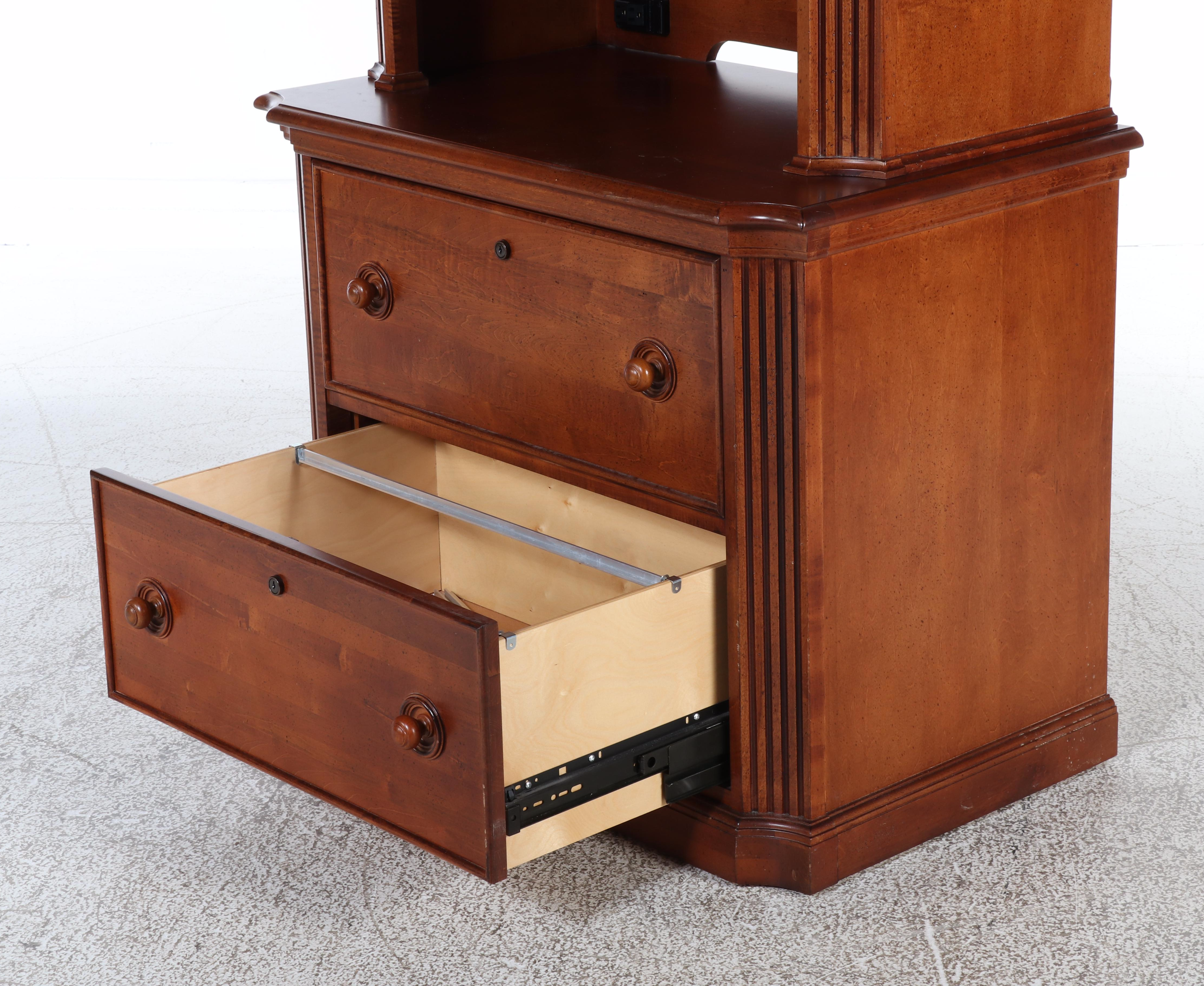 Stanley Furniture "Provincia Collection" Maple Two-Drawer File Cabinet w/ Hutch