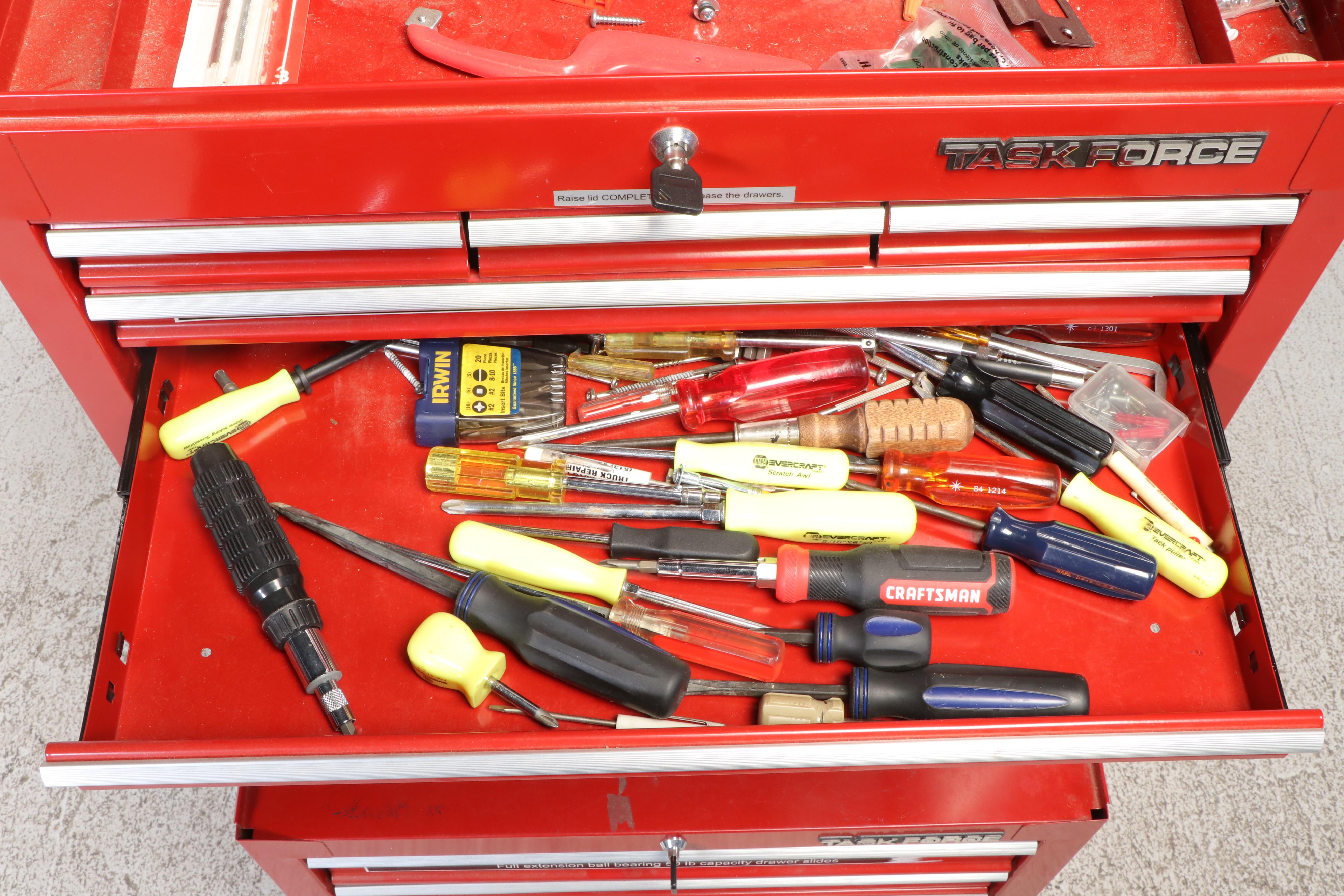 Task Force Tool Cabinet with Snap-on and Other Wrenches, Screwdrivers and More