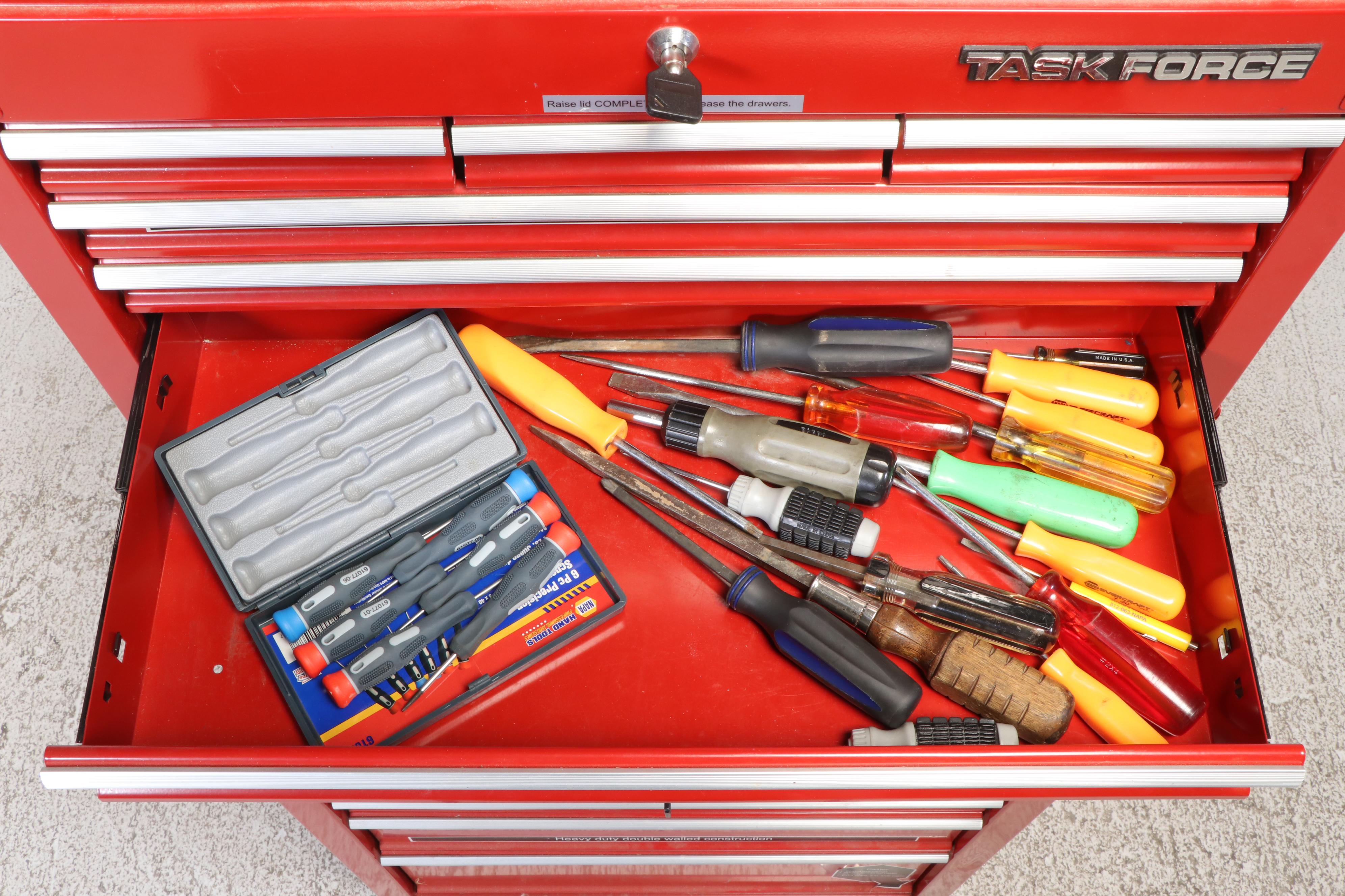 Task Force Tool Cabinet with Snap-on and Other Wrenches, Screwdrivers and More