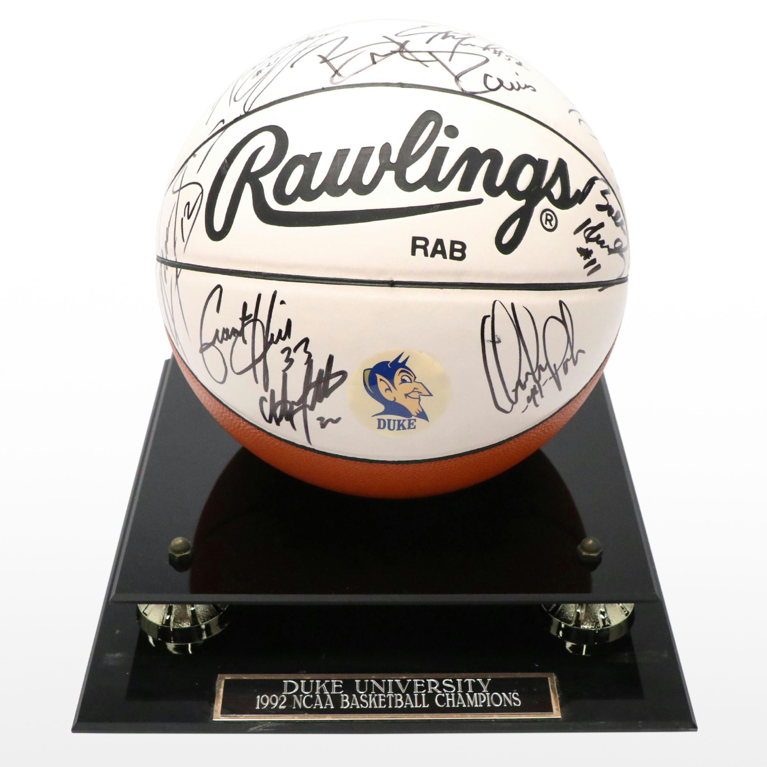 1992 Duke University Team Signed Basketball Featuring Grant Hill and More