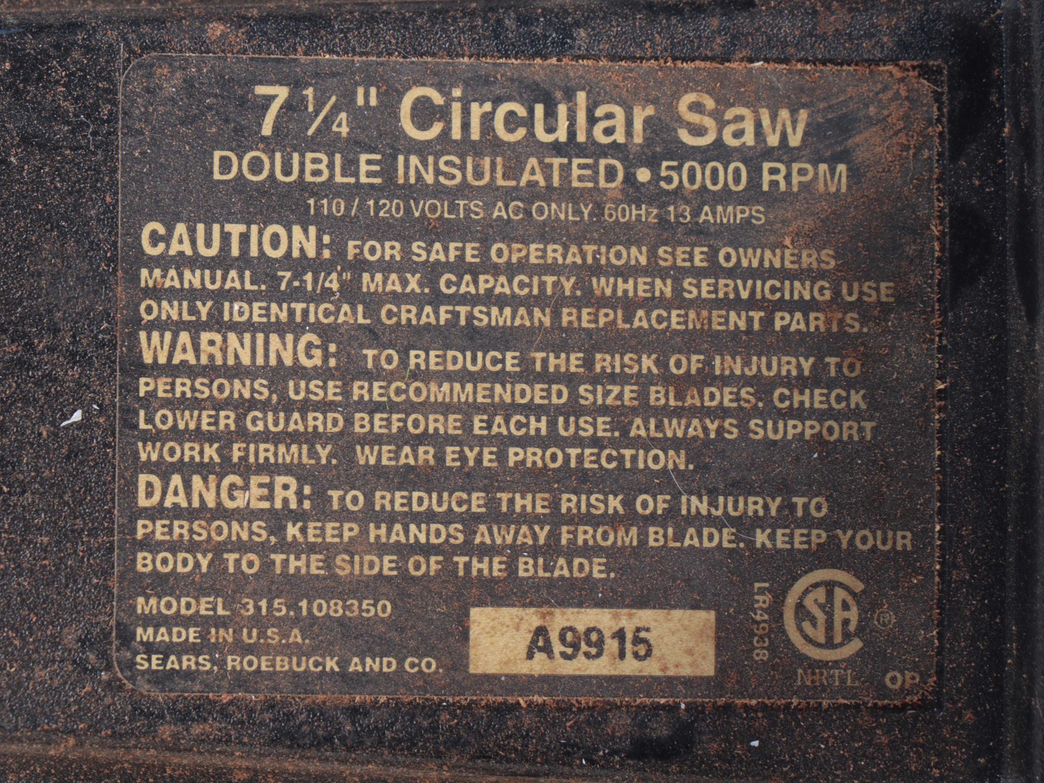 Sears, Roebuck and Co. Circular Saw with Orbit and Finishing Sanders and More