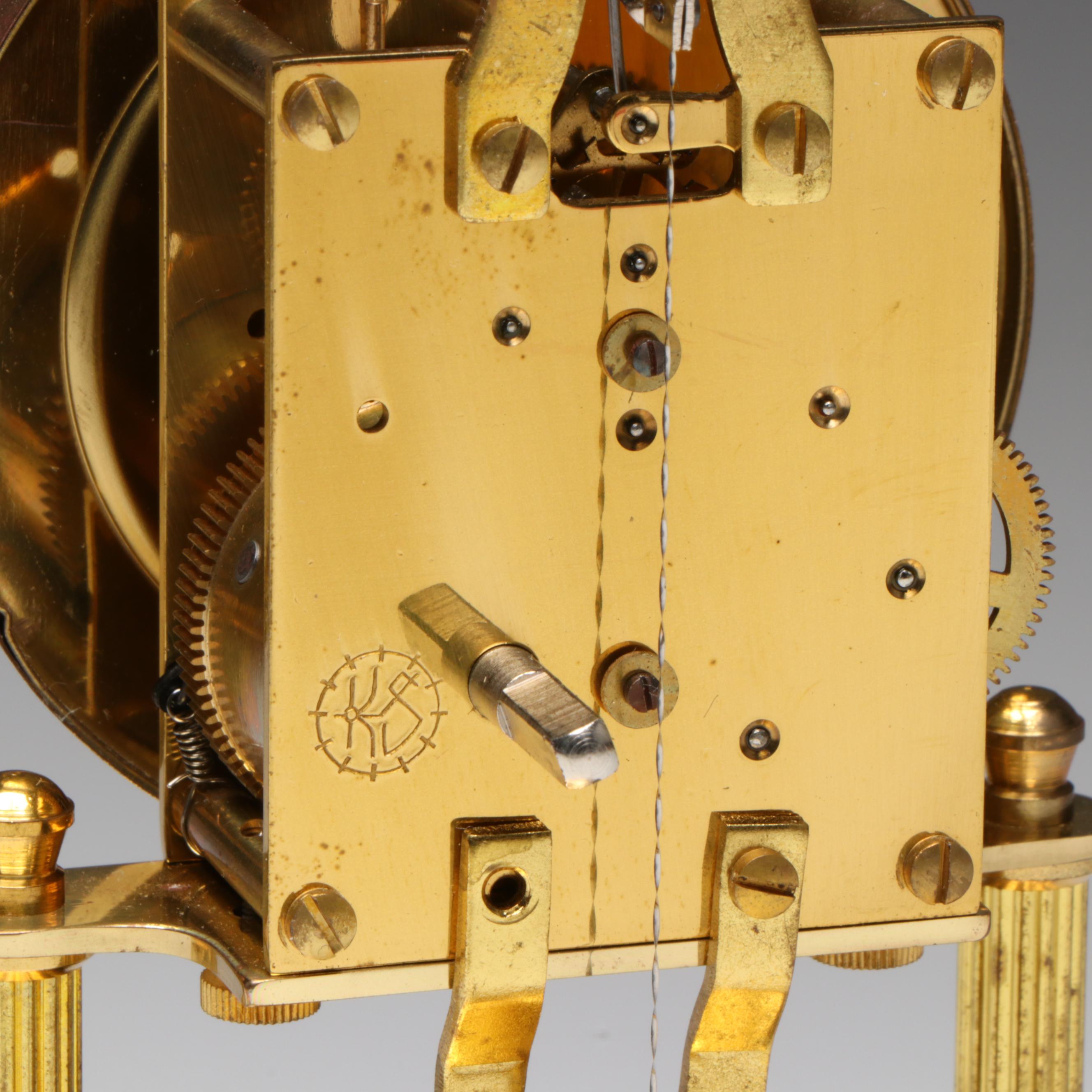 Kern & Sohne Anniversary Brass Clock with Glass Cloche