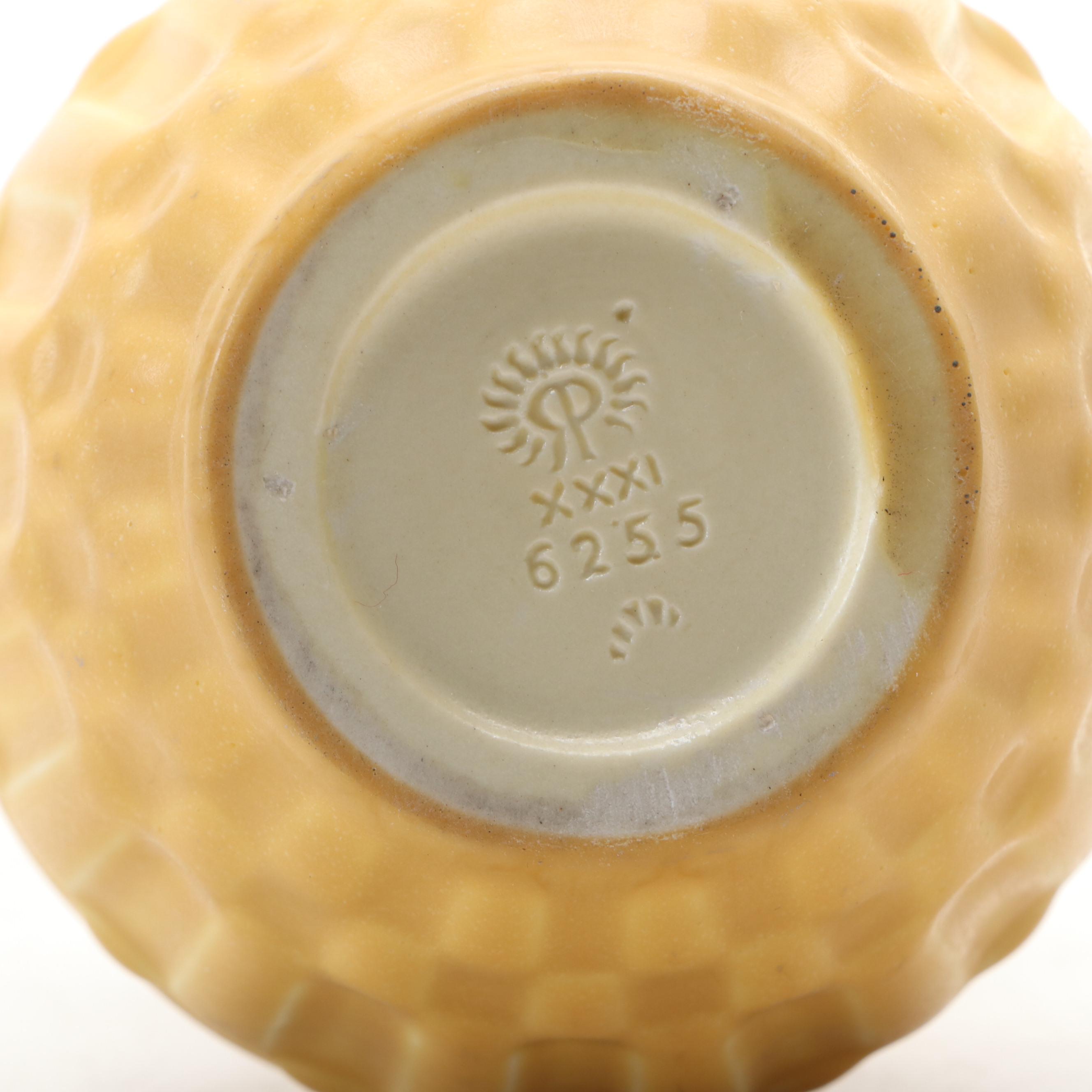 Rookwood Pottery 50-Year Anniversary Matte Yellow Handled Vase, 1931