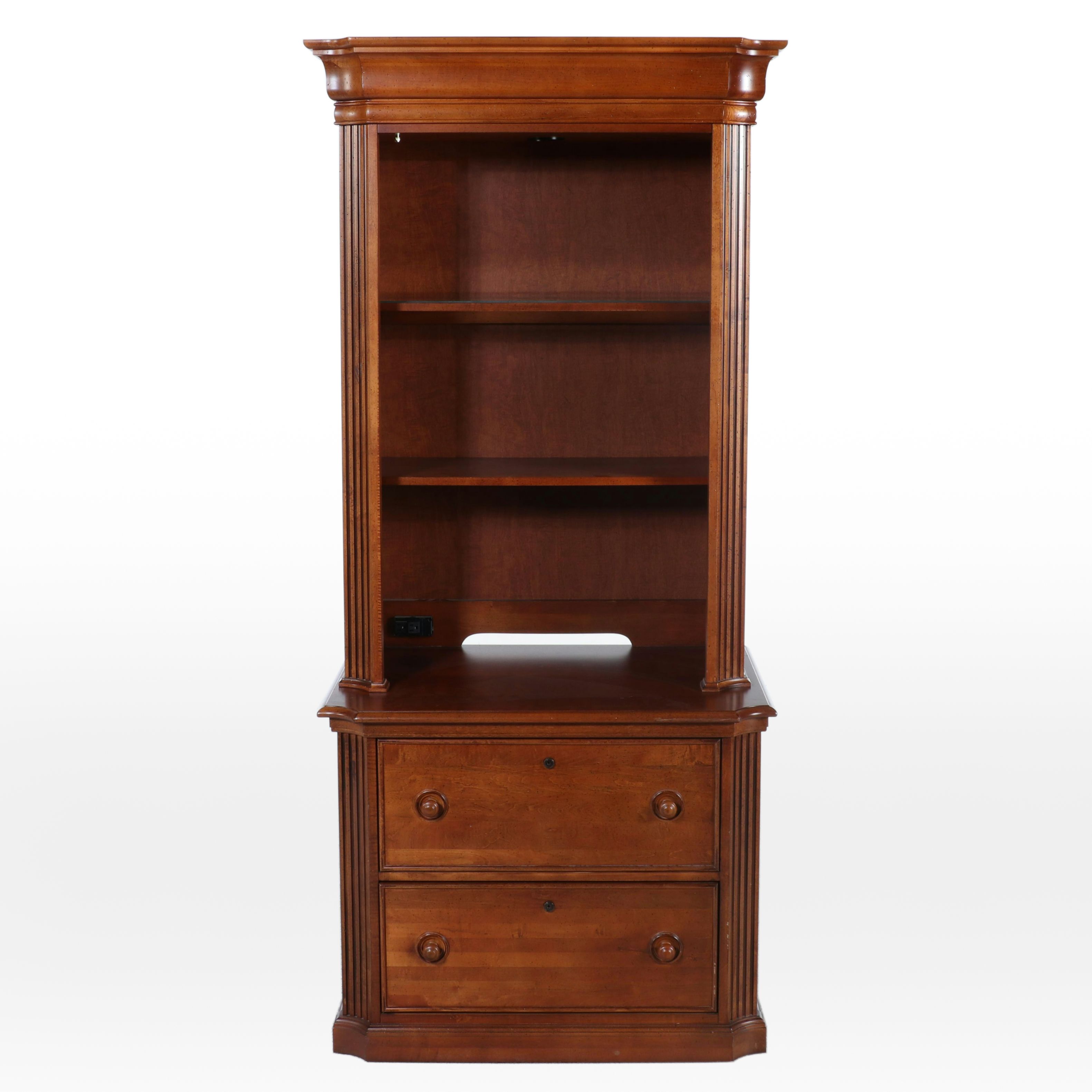 Stanley Furniture "Provincia Collection" Maple Two-Drawer File Cabinet w/ Hutch