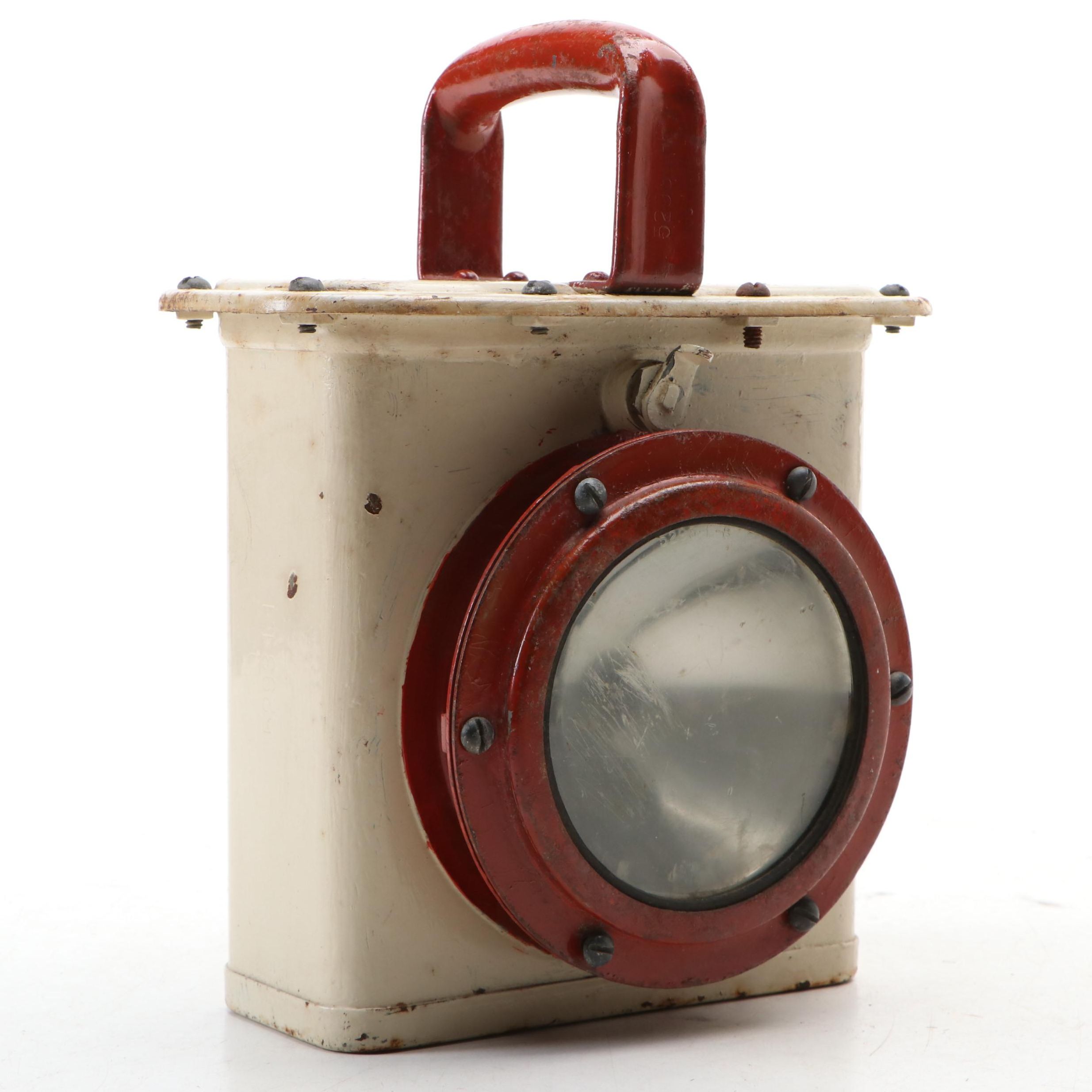 World War II Era Navy Metal Bulkhead Lantern