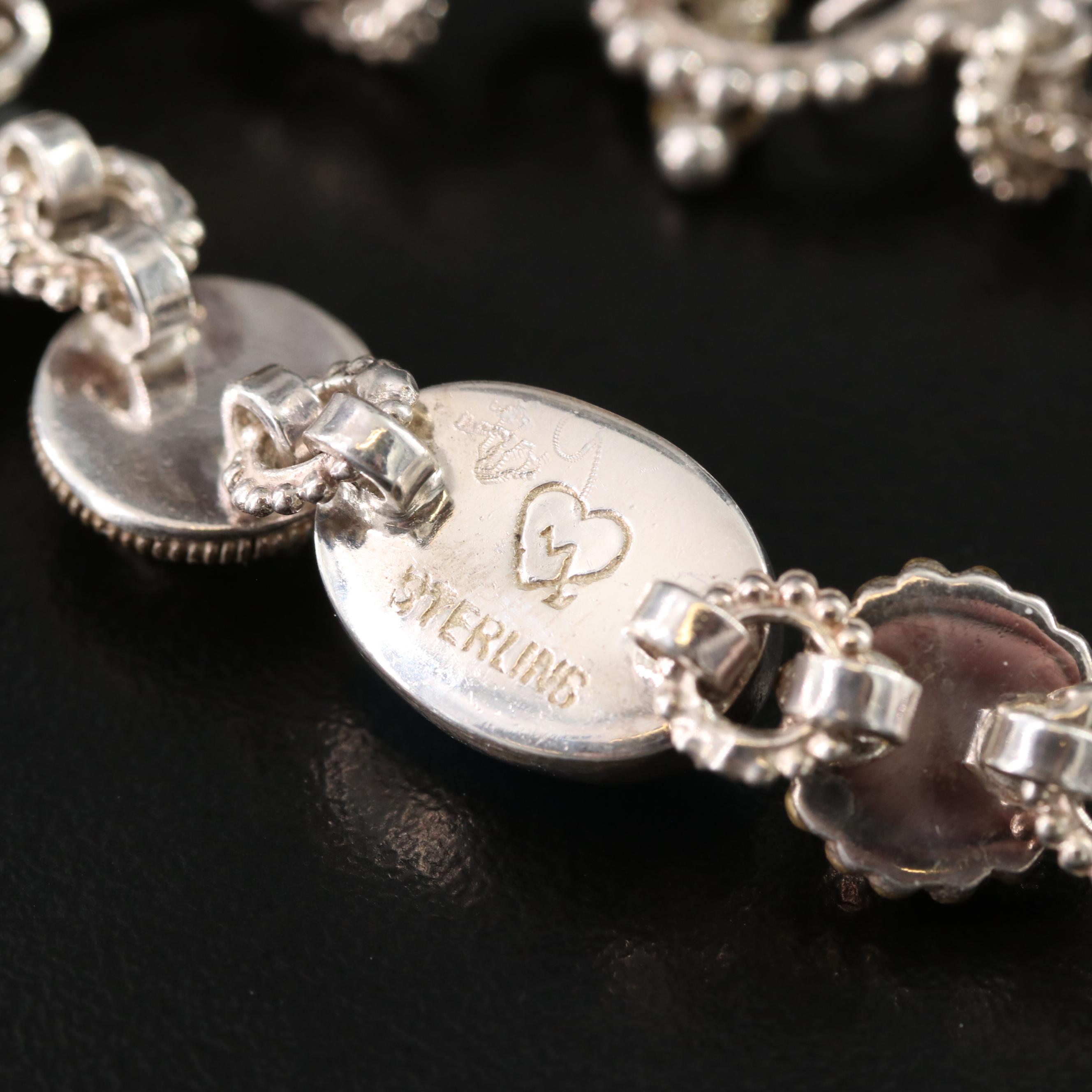 Mars and Valentine Sterling Pearl, Topaz and Glass Bracelet