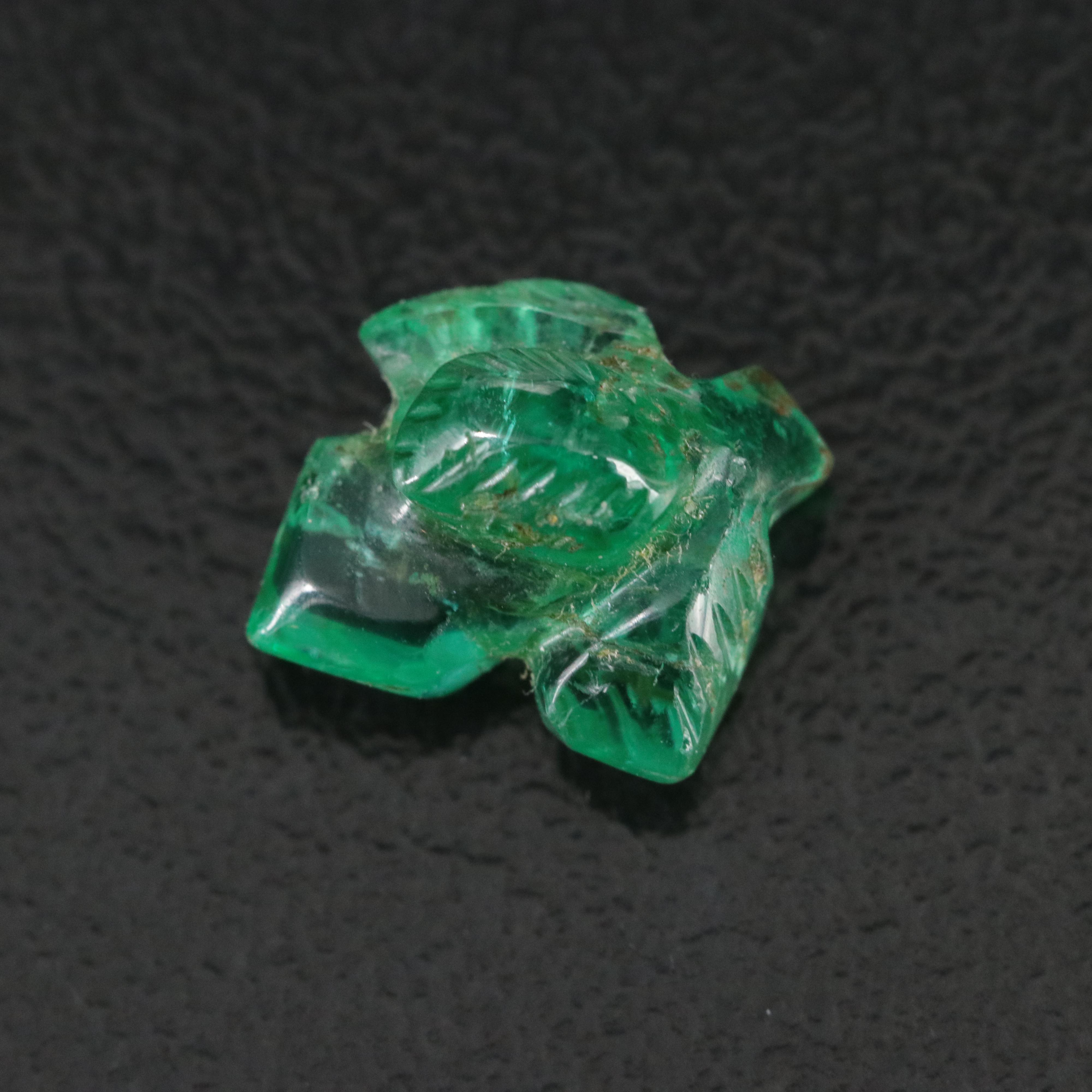 Loose 2.89 CT Carved Emerald