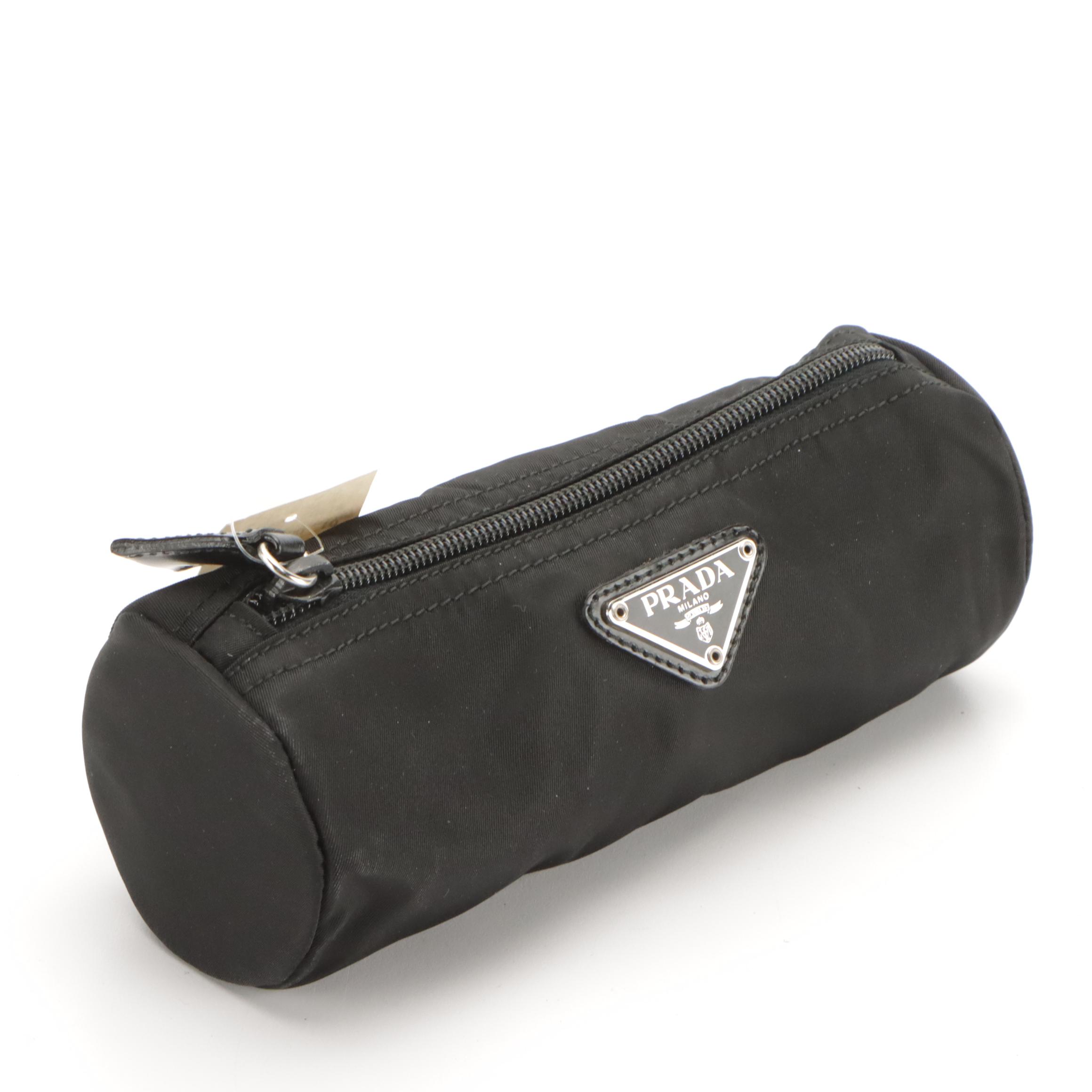 Prada Black Tessuto Nylon Zippered Cosmetic Case
