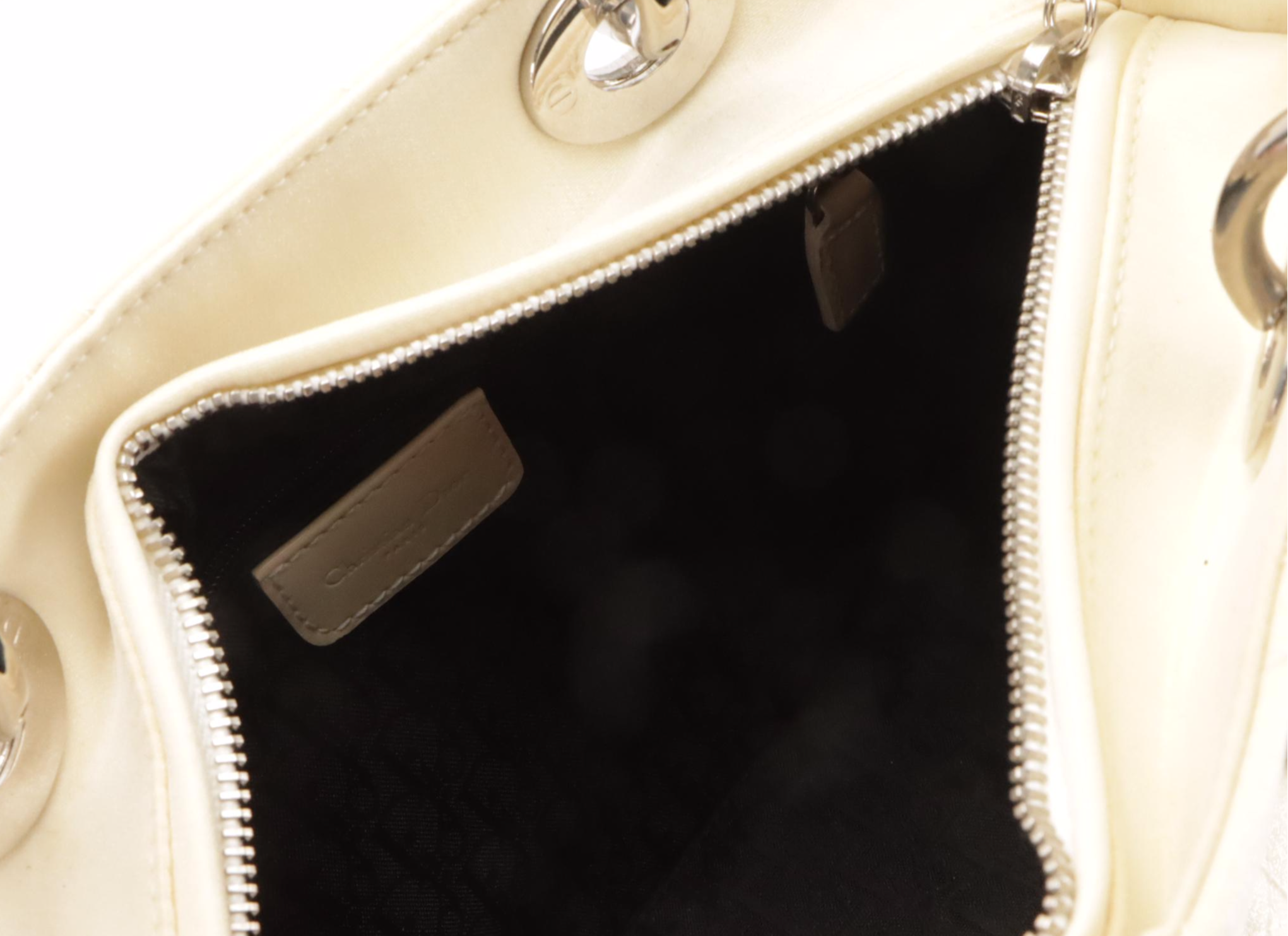 Christian Dior Lady Dior Bag in Shimmery Cannage Quilted Fabric & Patent Leather