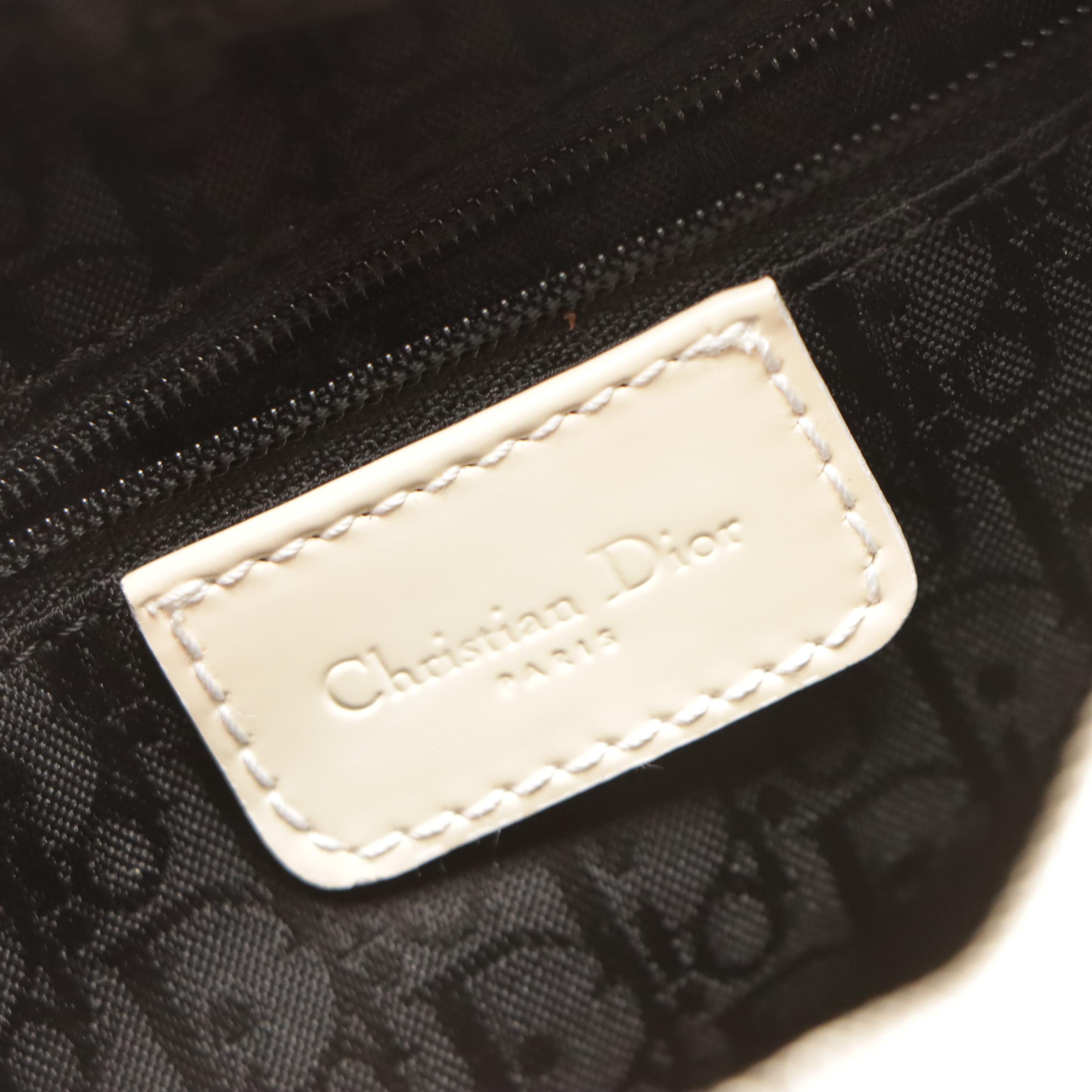 Christian Dior Lady Dior Bag in Shimmery Cannage Quilted Fabric & Patent Leather