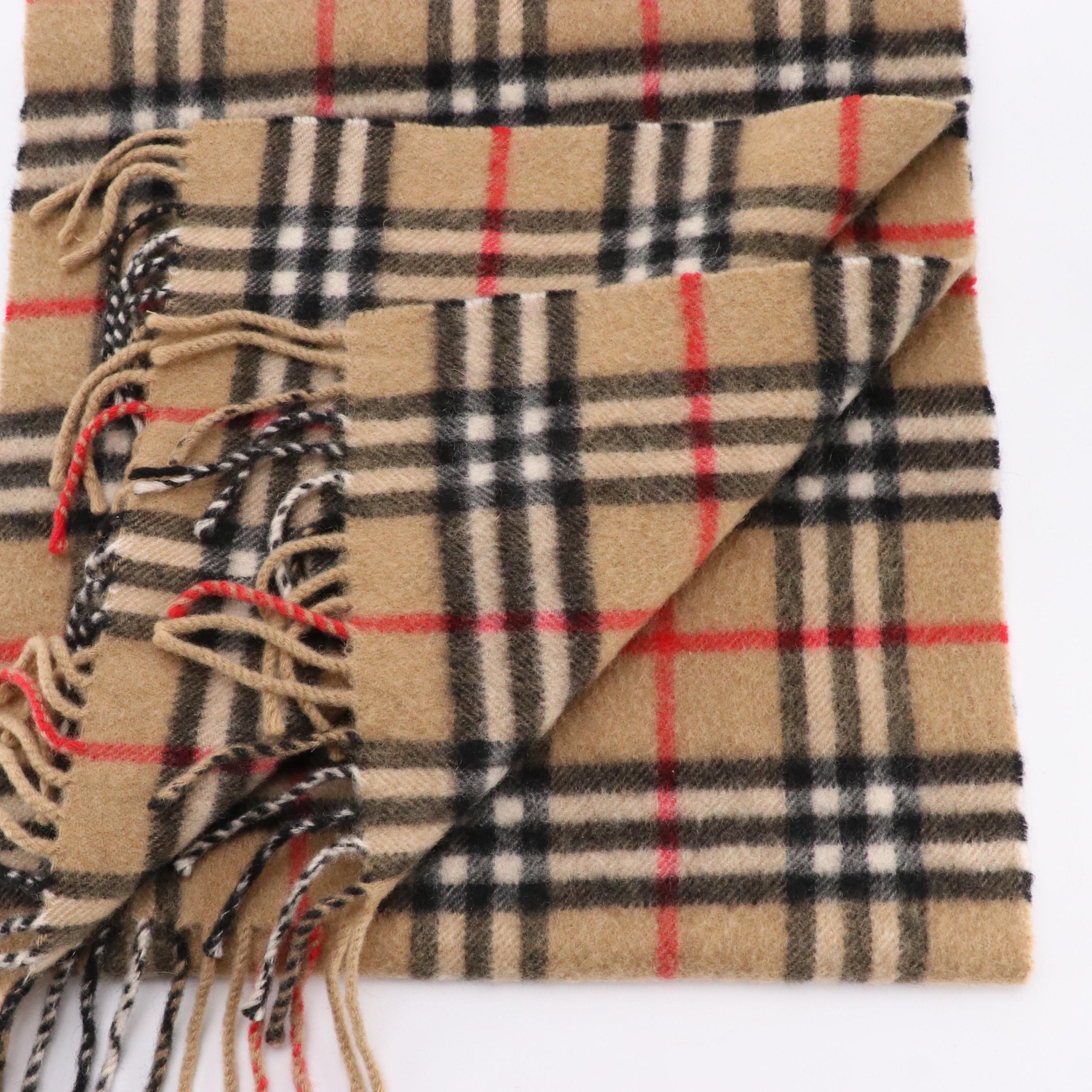 Burberrys House Check Cashmere Fringe Scarf
