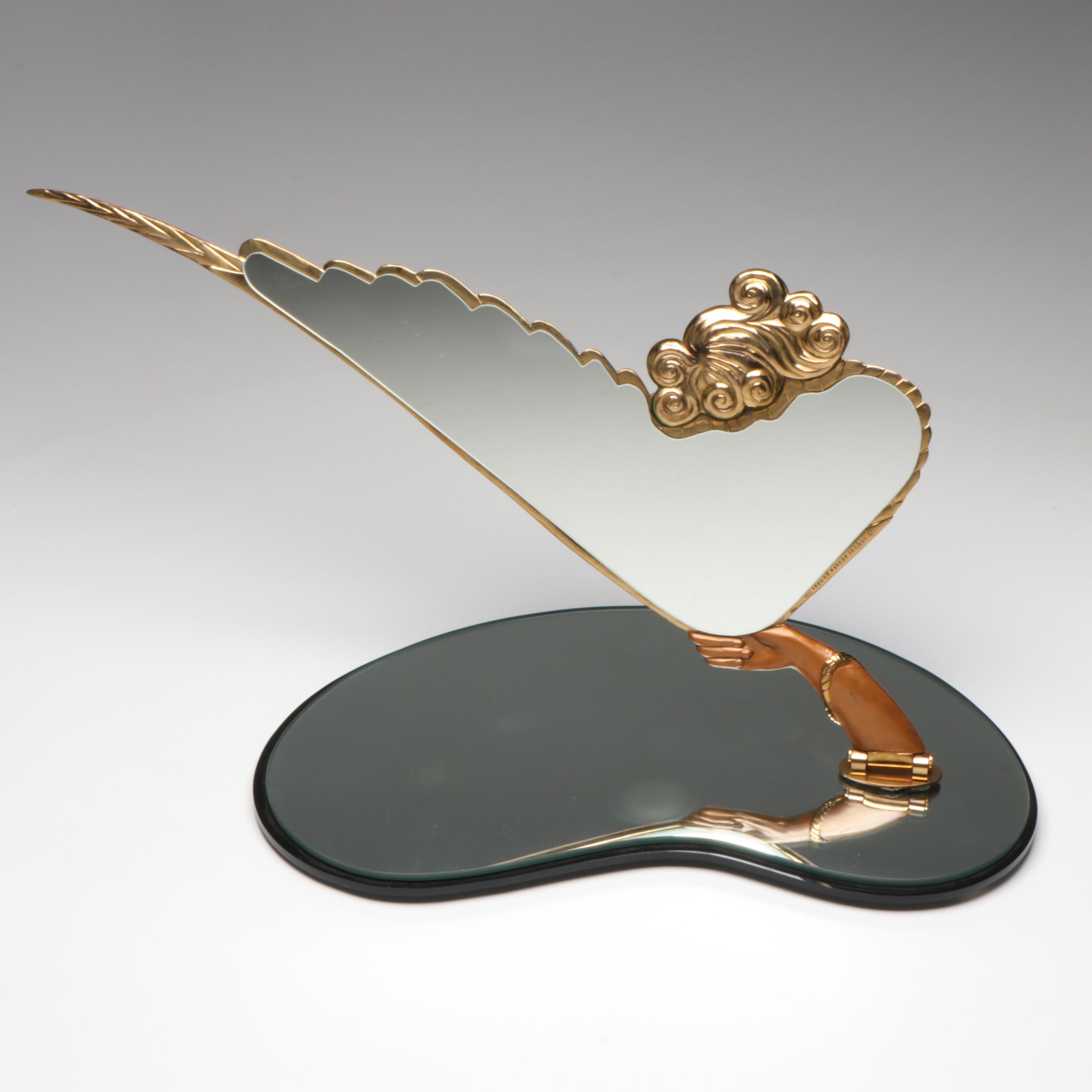 Erté Patinated Bronze "Coquette" Vanity Mirror, 1985
