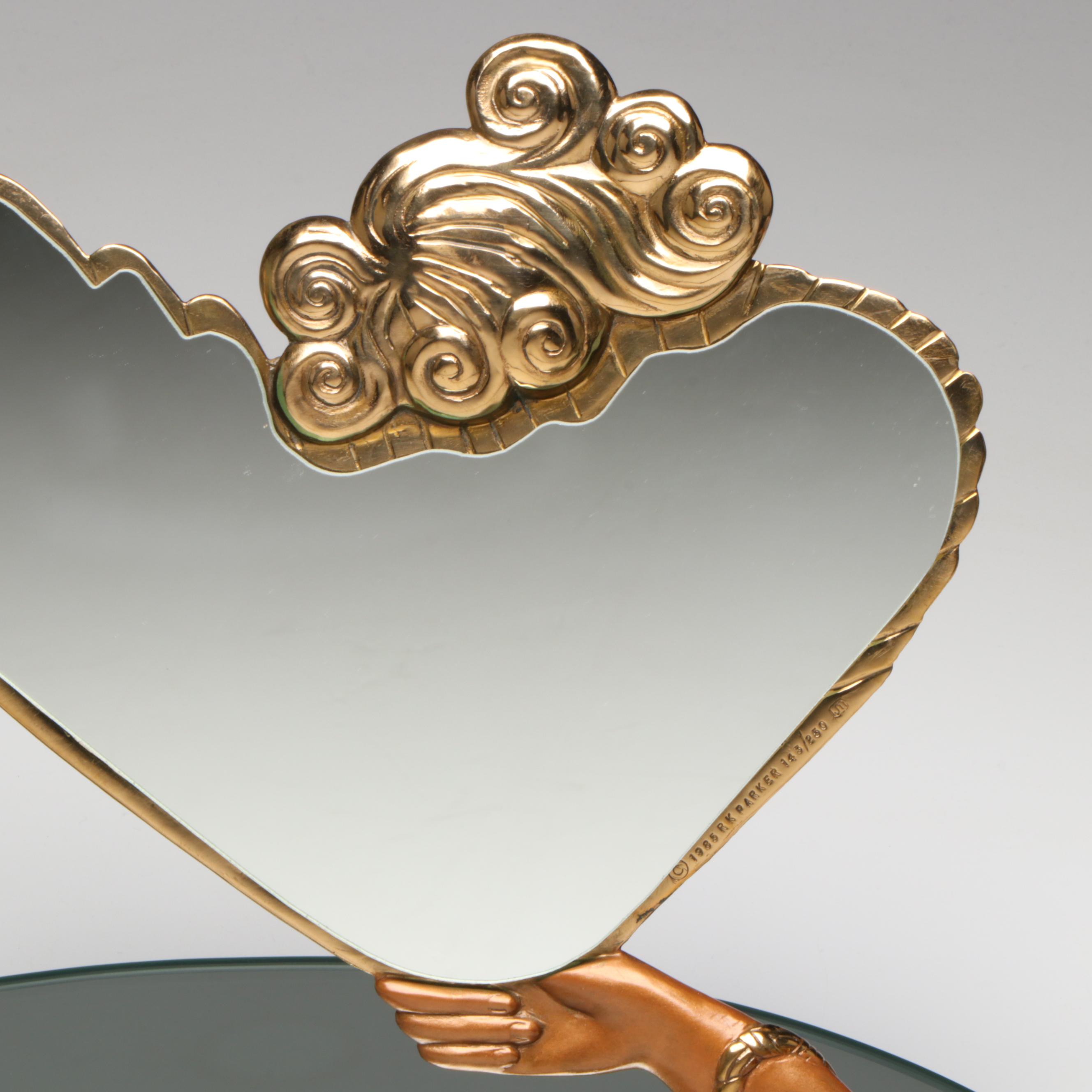 Erté Patinated Bronze "Coquette" Vanity Mirror, 1985