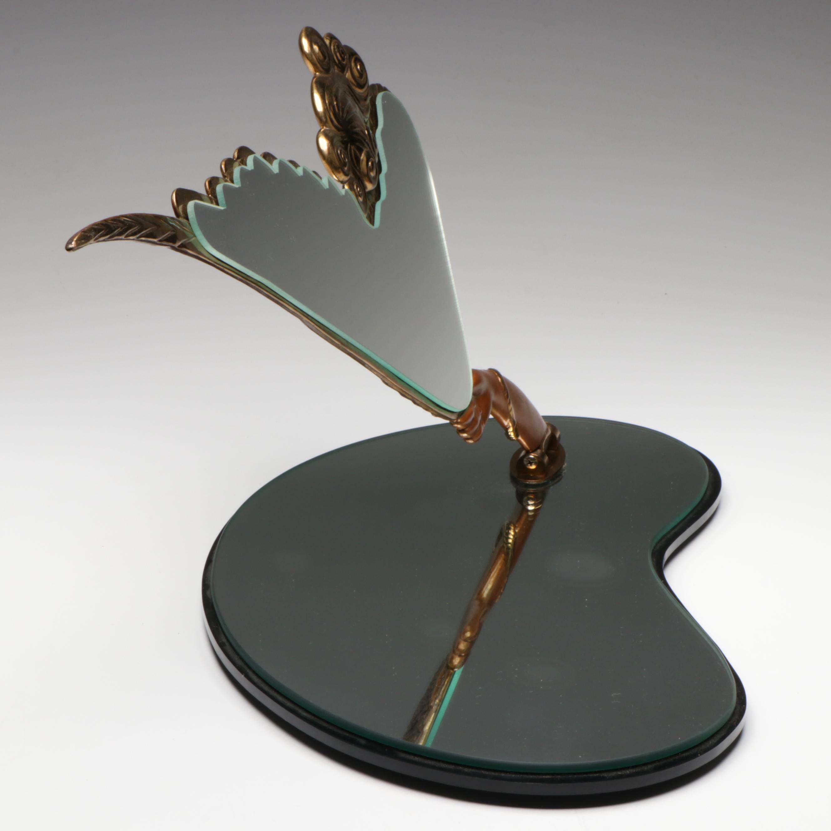 Erté Patinated Bronze "Coquette" Vanity Mirror, 1985