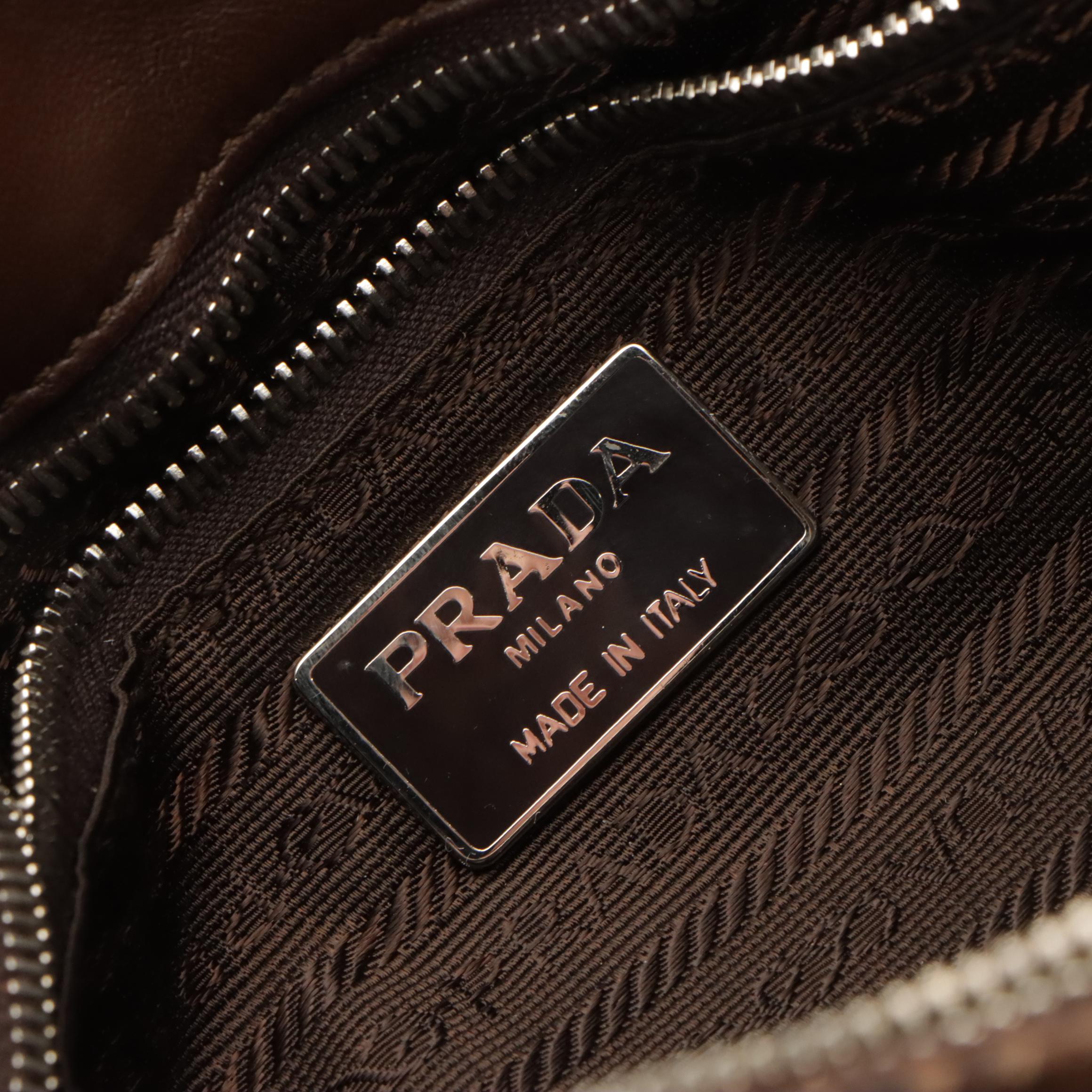 Prada Brown Snakeskin Leather Flap Shoulder Bag