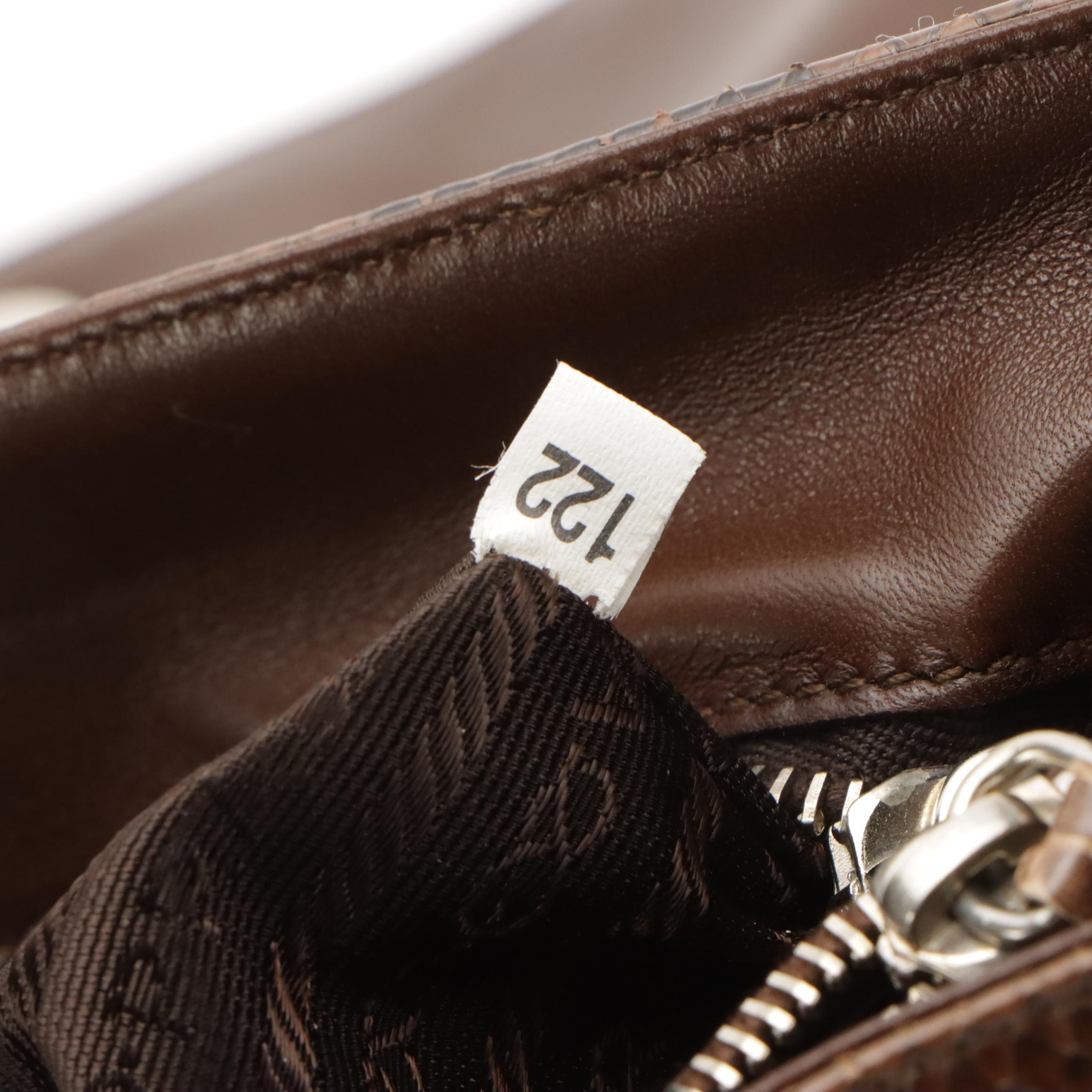 Prada Brown Snakeskin Leather Flap Shoulder Bag